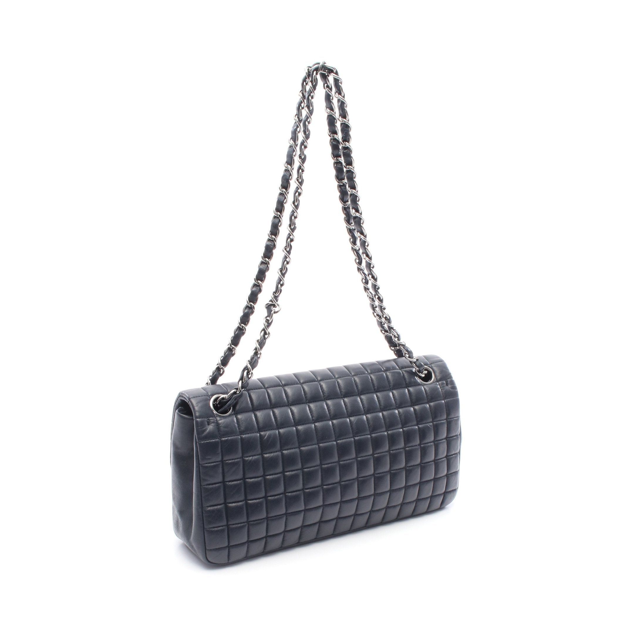 Chanel Chanel Chocolate Bar Chain Shoulder Bag Leather Dark Navy Silver Hardware Size ONE SIZE - 2 Thumbnail