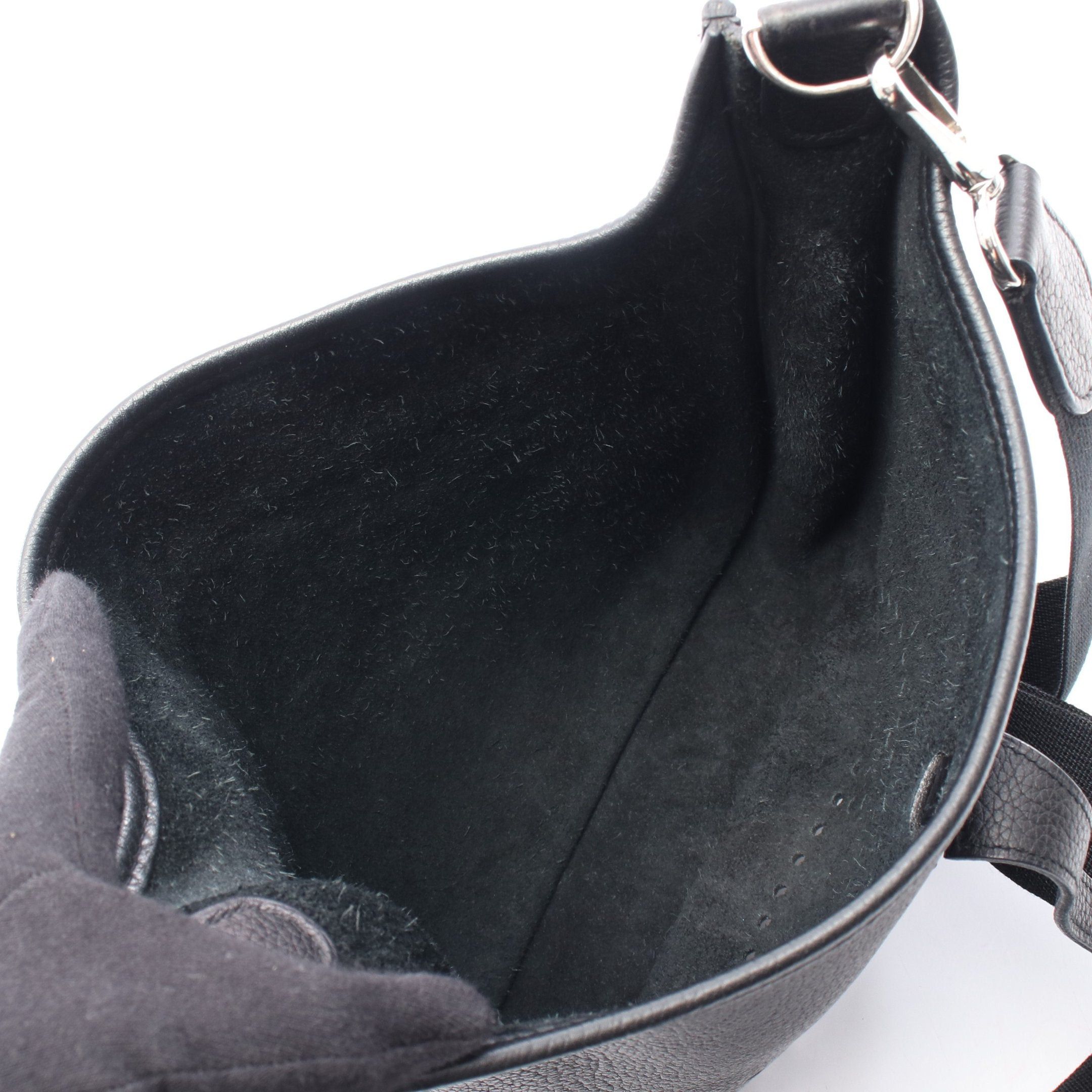 Hermes Hermes Evelyn 3 Troyes Pm Shoulder Bag Clemence Leather Black Silver Hardware □M Stamp (Manufactured Around 2009) Size ONE SIZE - 3 Thumbnail
