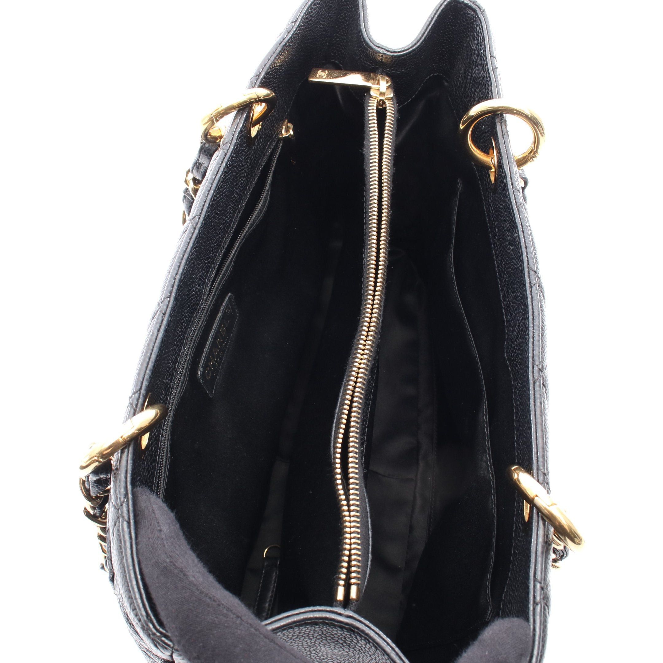Chanel Chanel Matelasse Grand Shopping Gst Chain Shoulder Bag Tote Caviar Skin Black Gold Hardware Size ONE SIZE - 3 Thumbnail