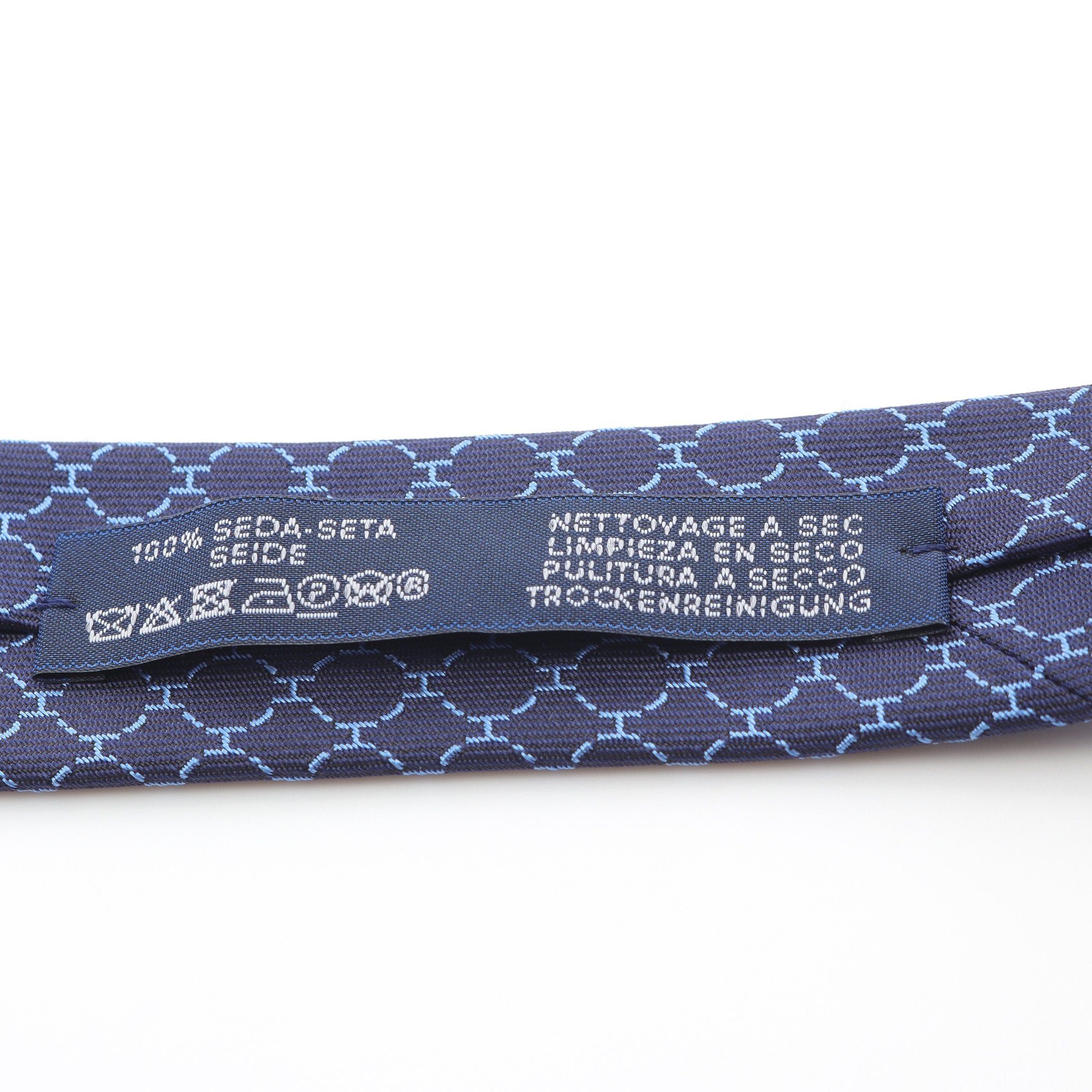 Hermes Hermes Tie Silk Navy Size ONE SIZE - 5 Thumbnail