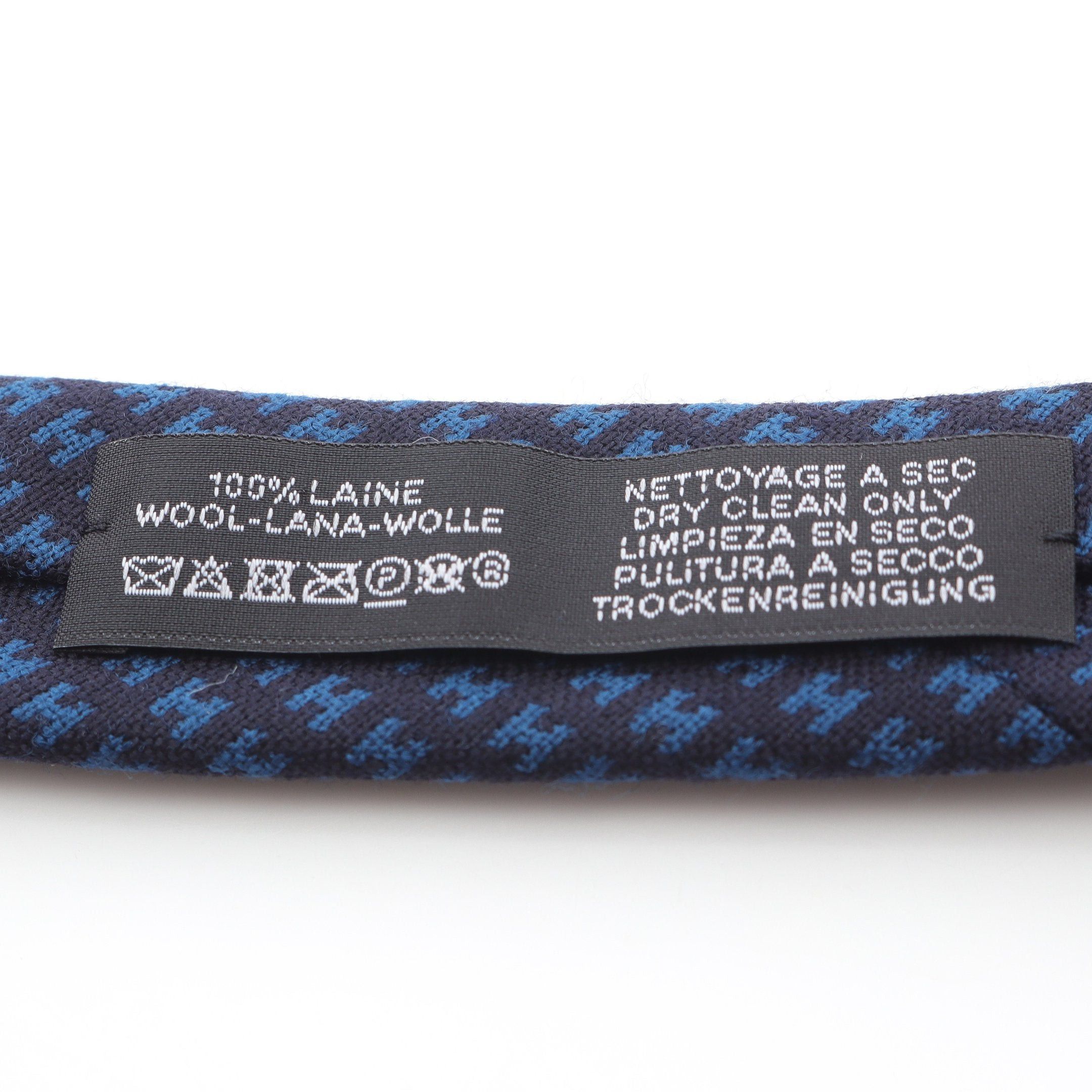 Hermes Hermes H Pattern Tie Wool Dark Navy Blue Size ONE SIZE - 5 Thumbnail