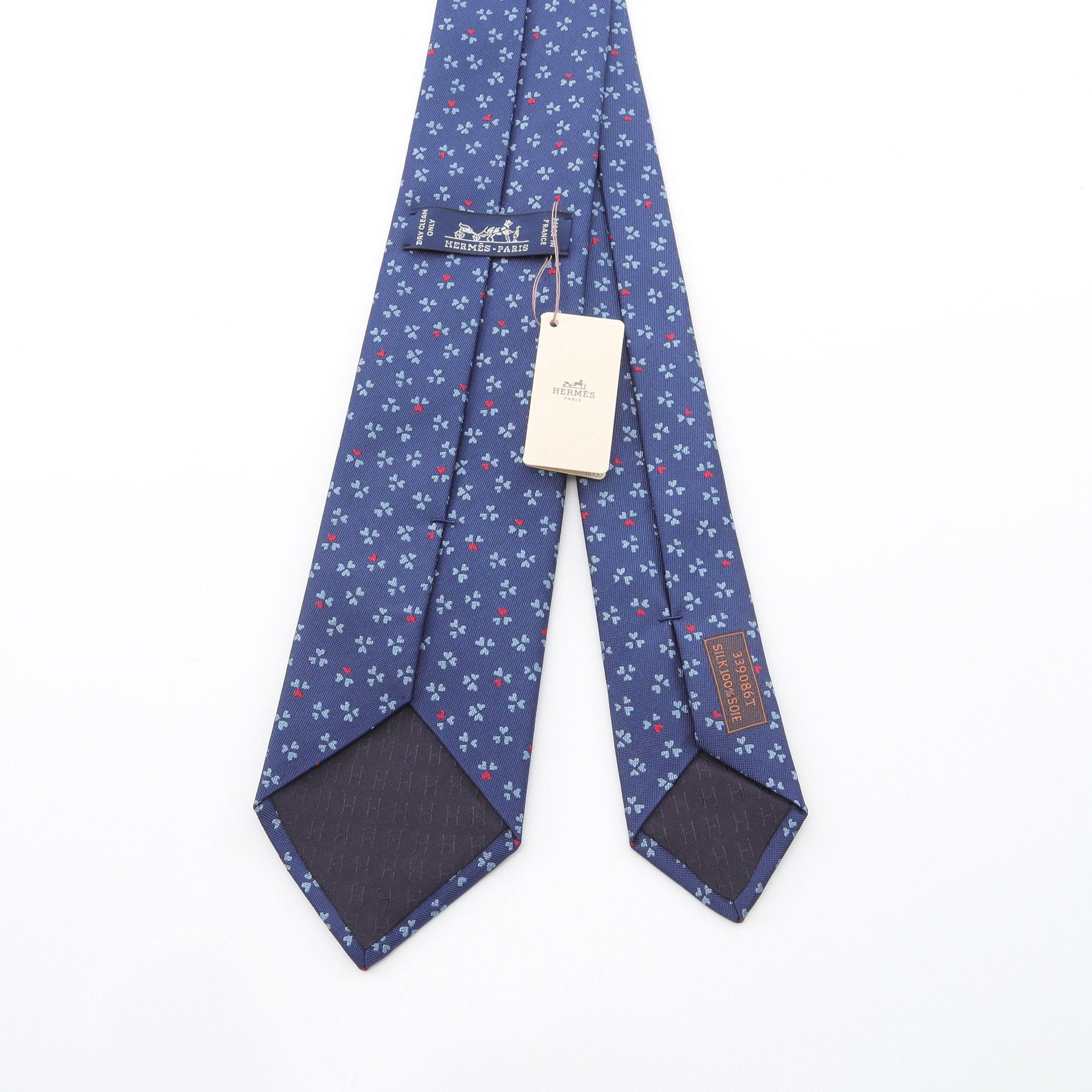 Hermes Hermes Tie Silk Dark Blue Light Red Size ONE SIZE - 3 Thumbnail
