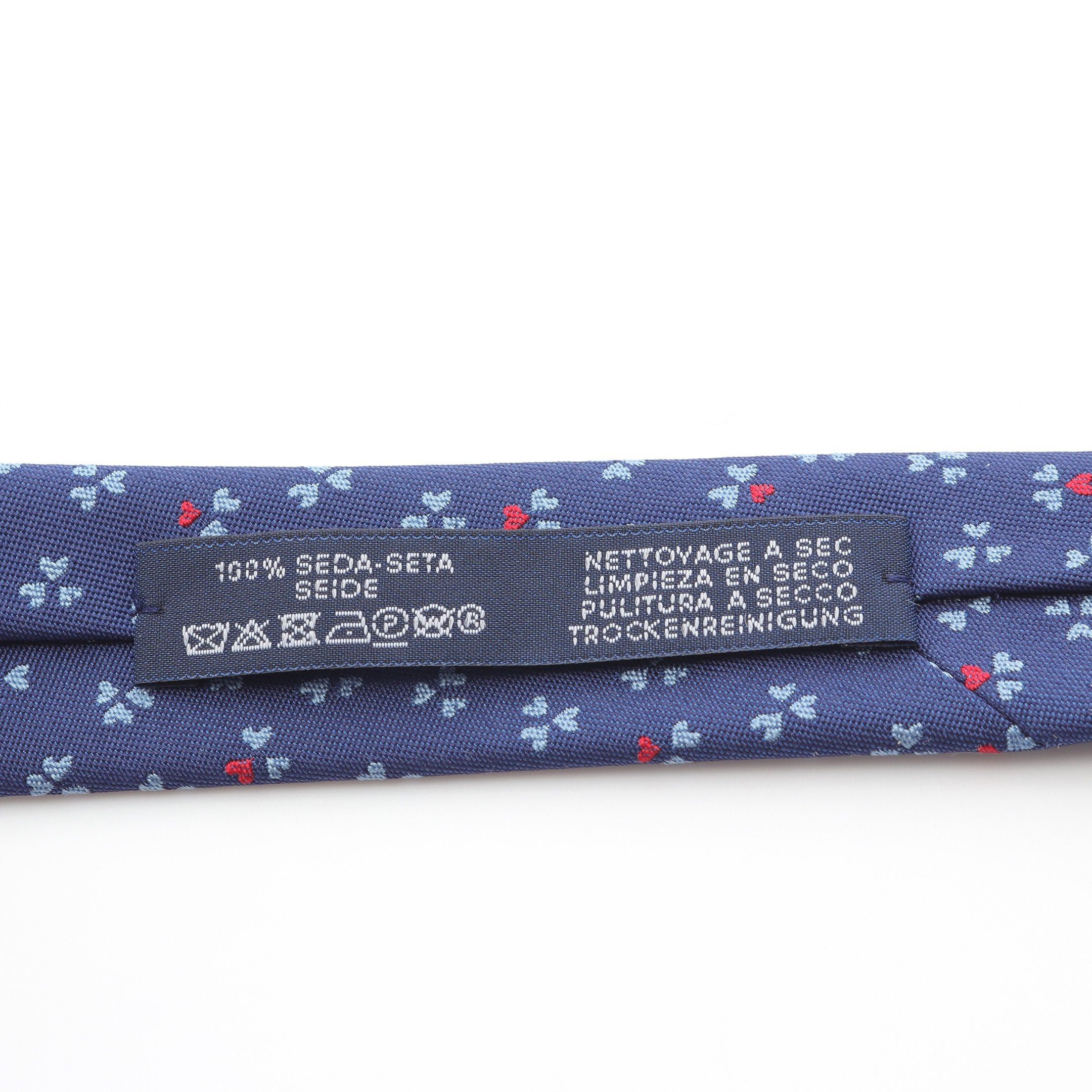 Hermes Hermes Tie Silk Dark Blue Light Red Size ONE SIZE - 5 Thumbnail