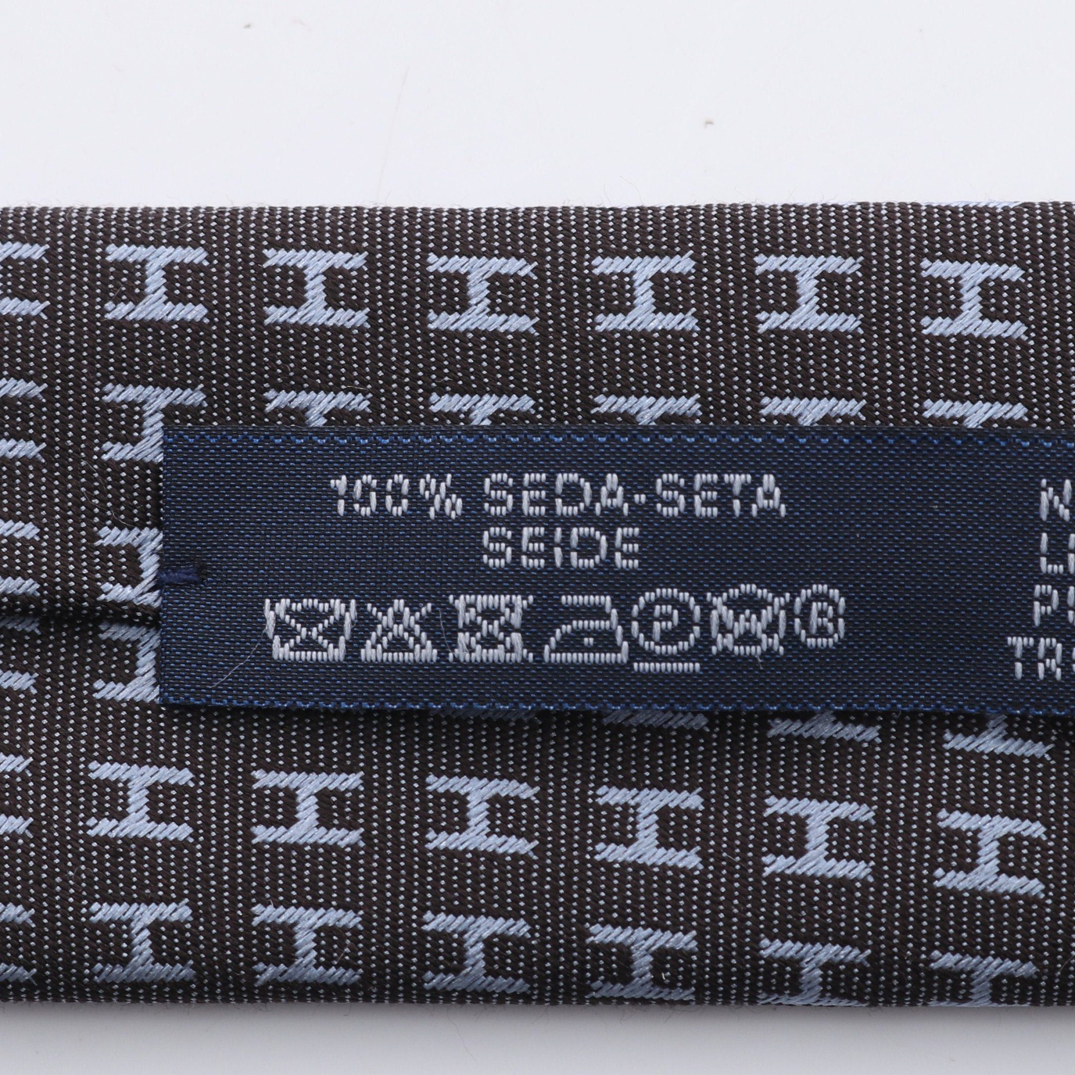 Hermes Hermes H Pattern Tie Silk Dark Gray Light Blue Size ONE SIZE - 5 Thumbnail