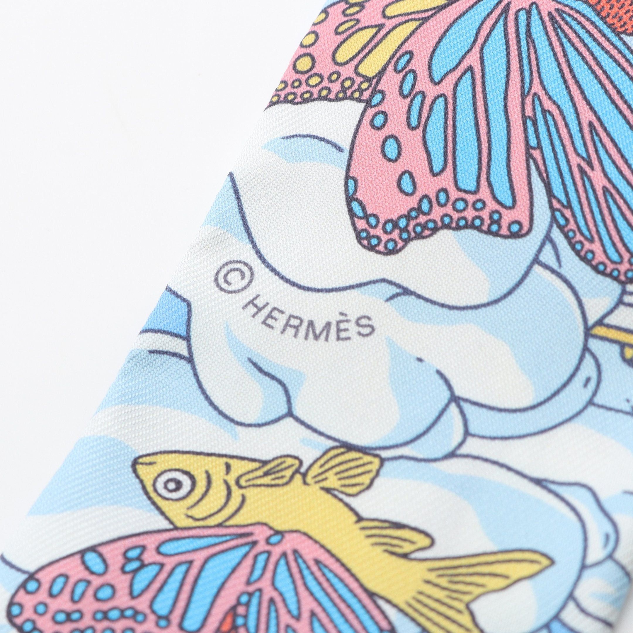 Hermes Hermes Twilly Sur Mon Nuage Ribbon Scarf Silk Dark Blue Multicolor Size ONE SIZE - 2 Thumbnail