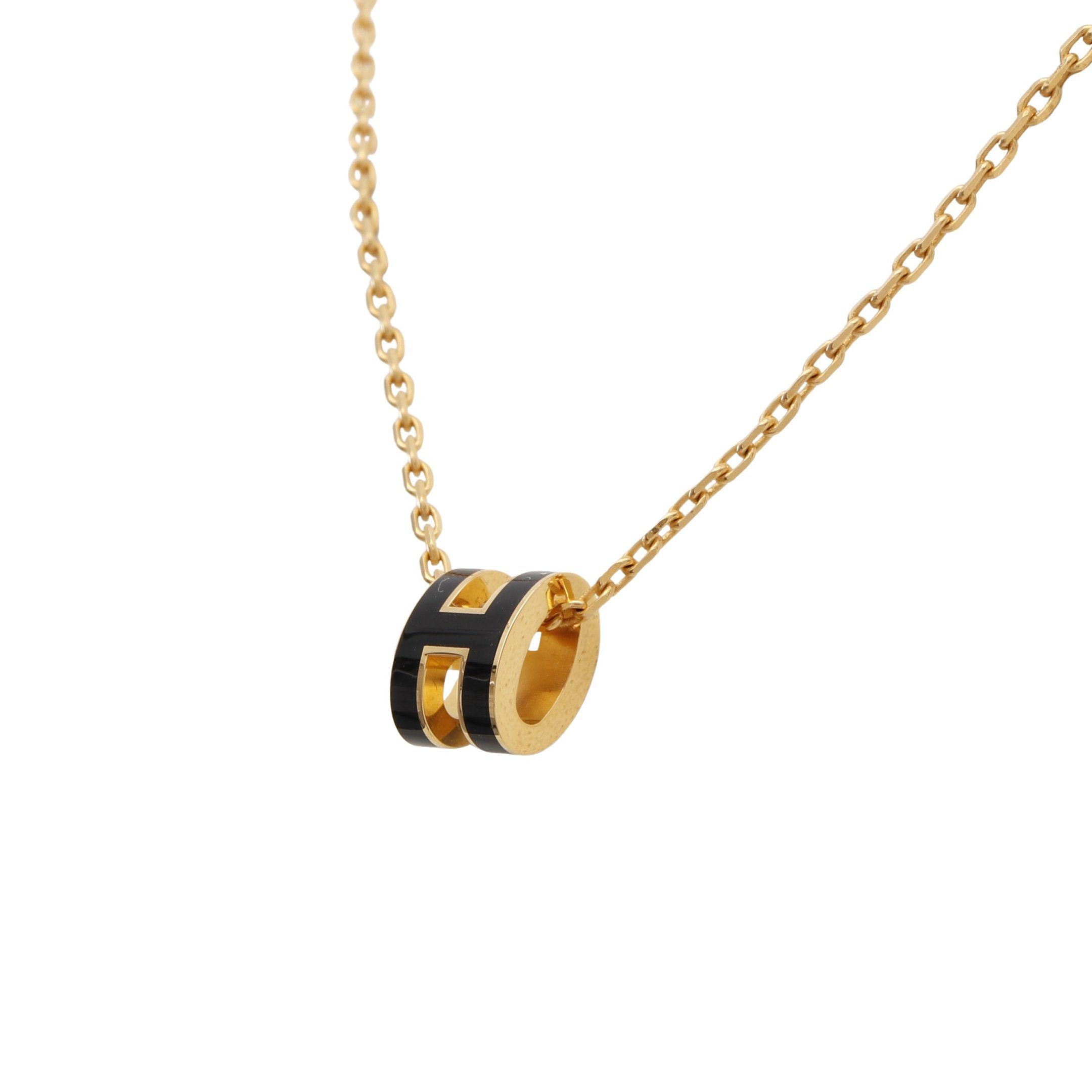 Hermes Hermes Mini Pop H Necklace Gp Gold Black Size ONE SIZE - 6 Thumbnail