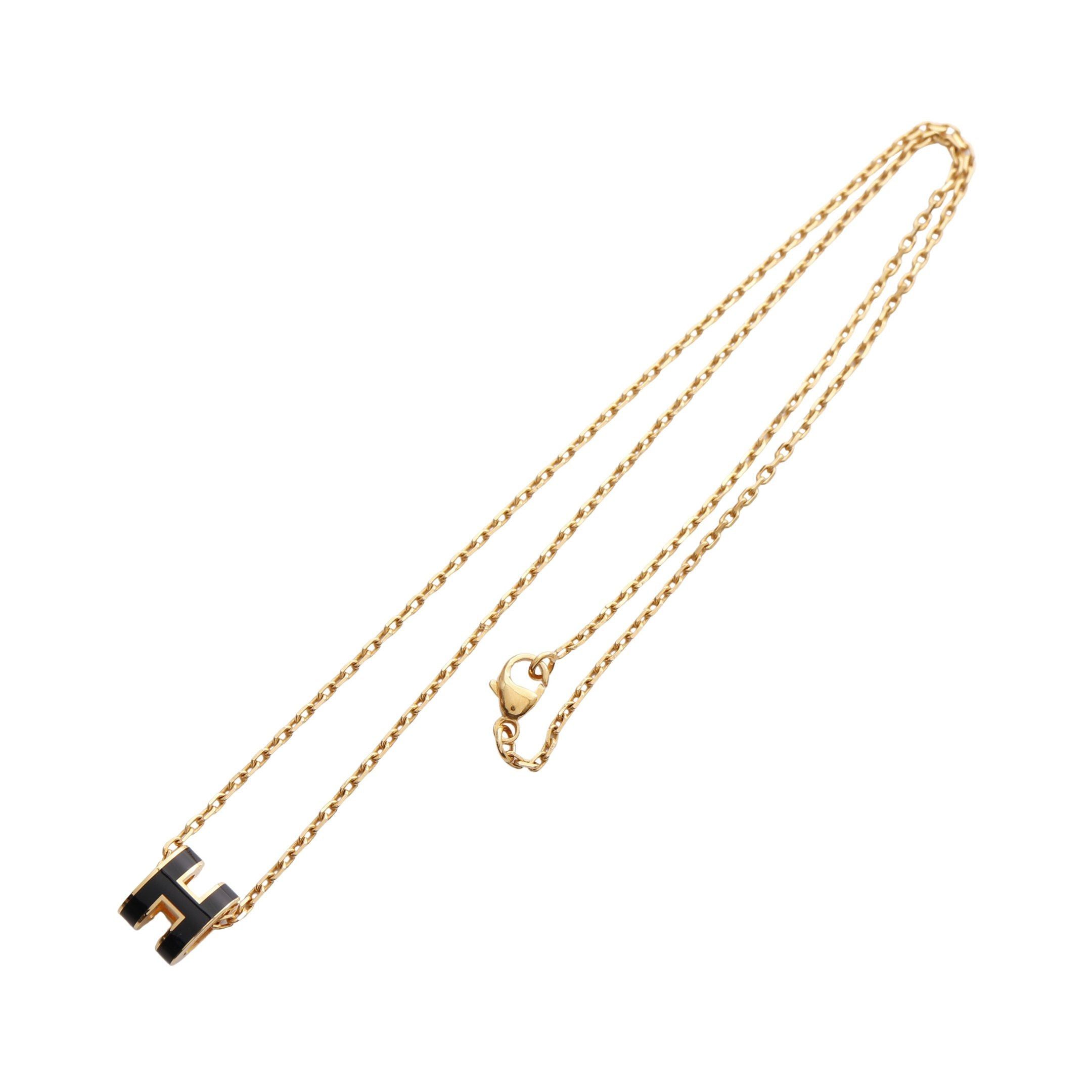 Hermes Hermes Mini Pop H Necklace Gp Gold Black Size ONE SIZE - 2 Thumbnail