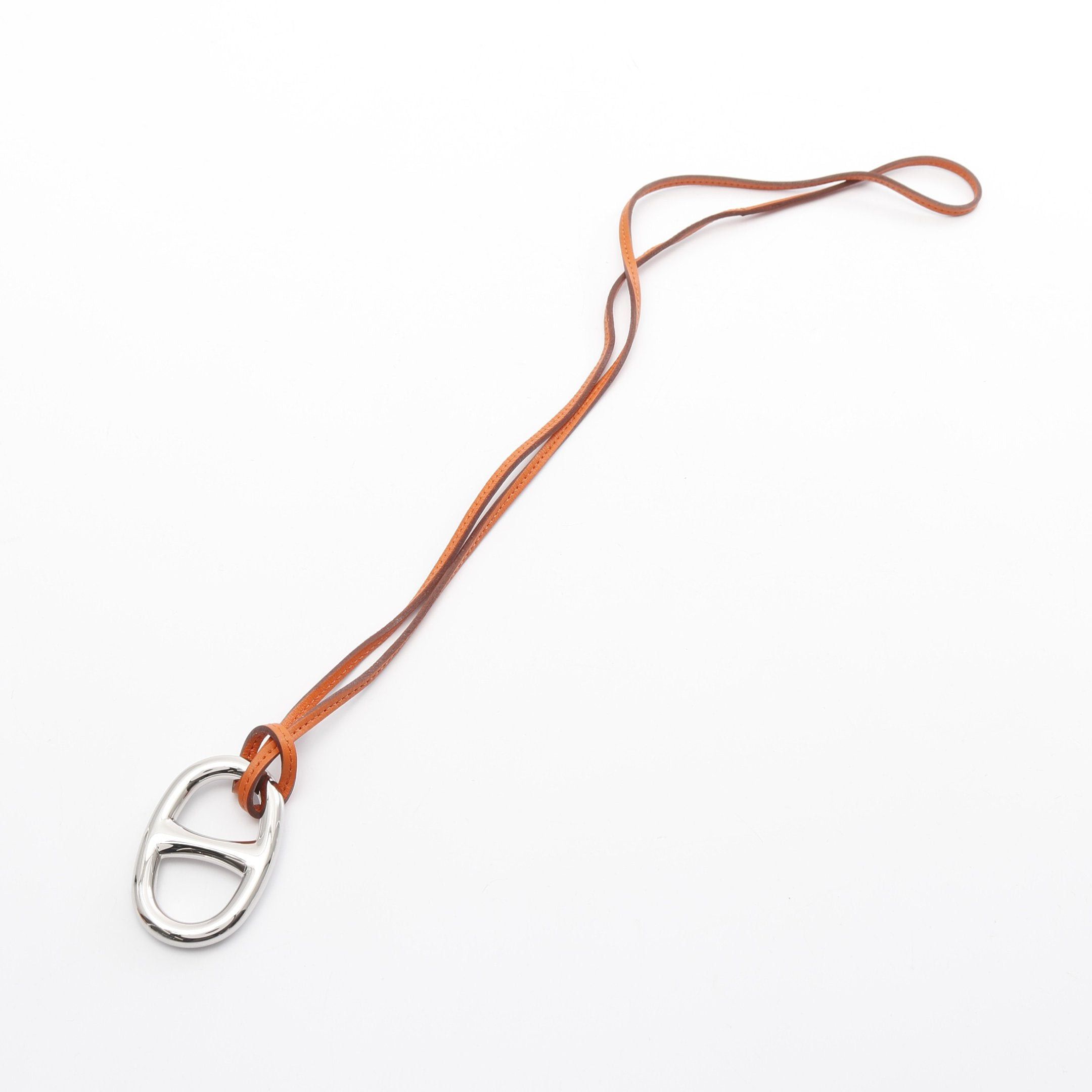 Hermes Hermes Shane Tangle Necklace Leather Silver Orange Size ONE SIZE - 3 Thumbnail