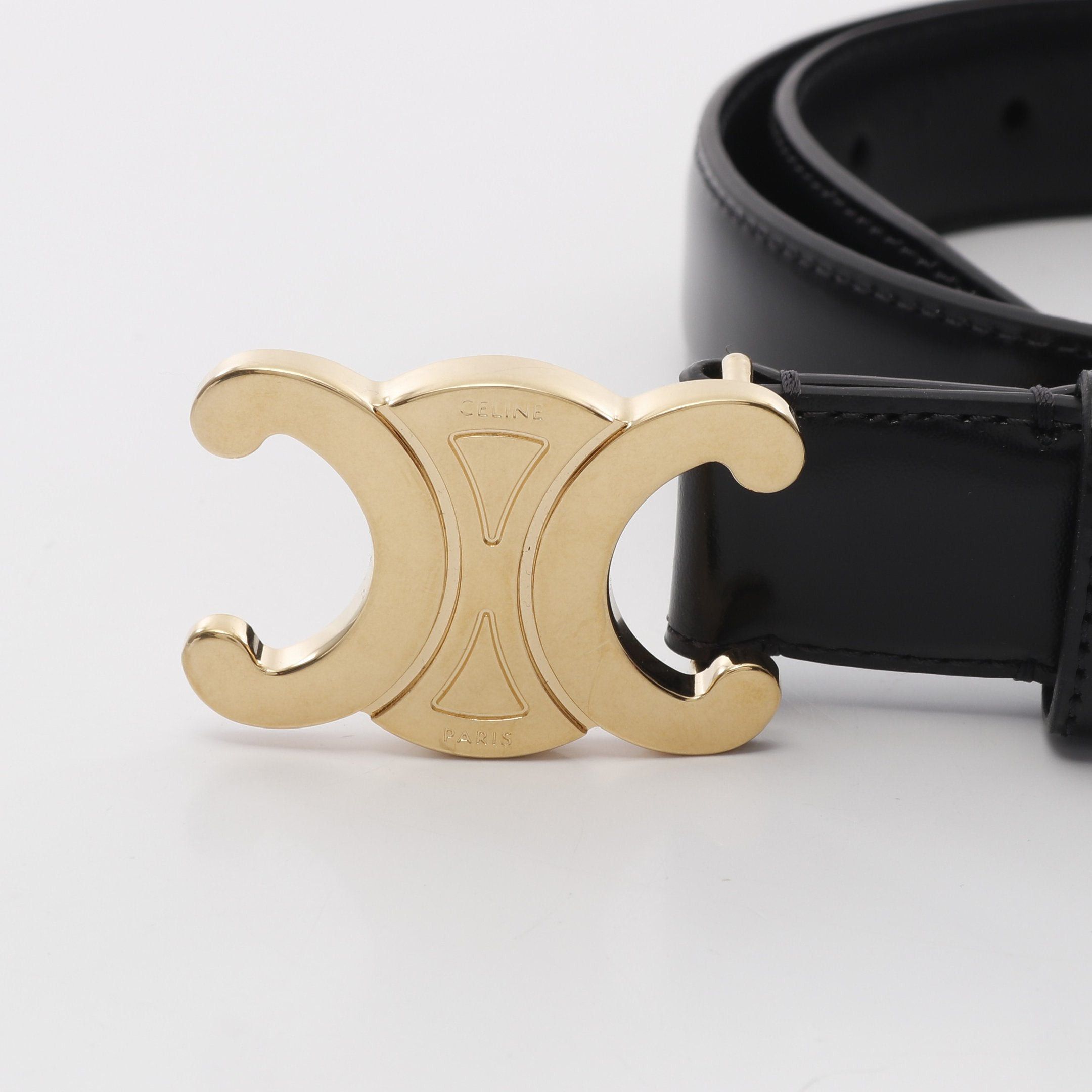 Celine Celine Medium Triomphe Belt Leather Black Size ONE SIZE - 2 Thumbnail