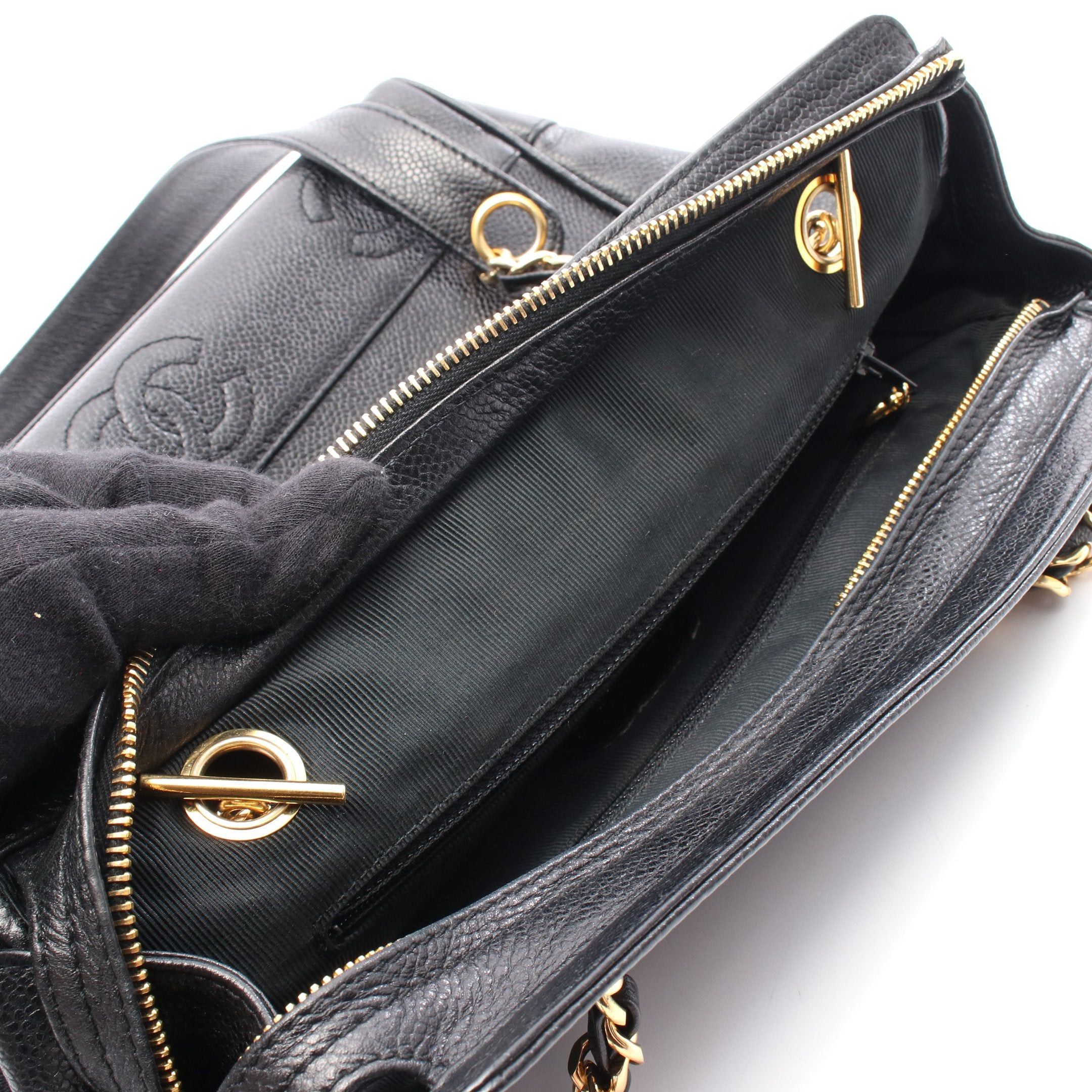 Chanel Chanel Triple Coco Mark Chain Shoulder Bag Caviar Skin Black Gold Hardware Size ONE SIZE - 6 Thumbnail