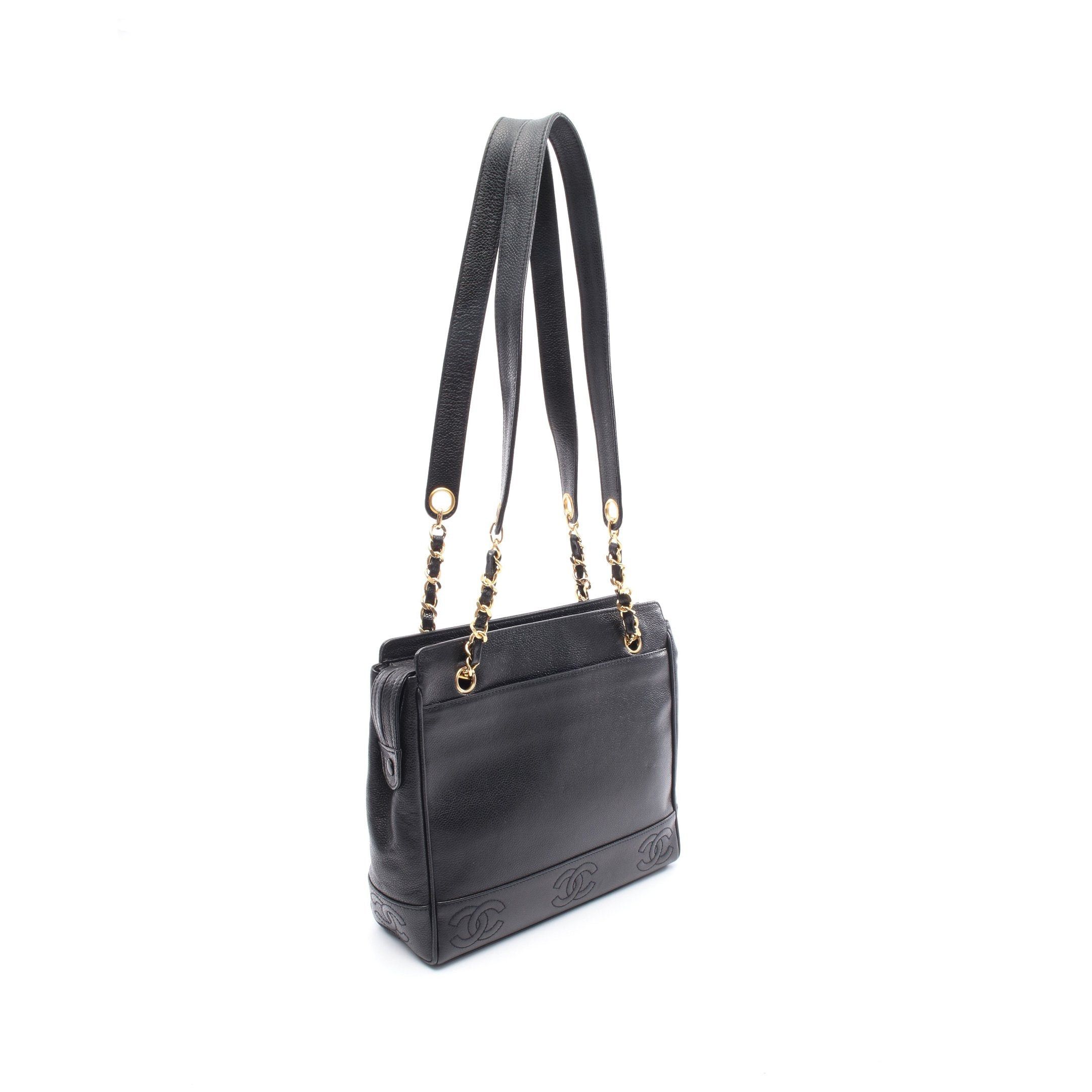 Chanel Chanel Triple Coco Mark Chain Shoulder Bag Caviar Skin Black Gold Hardware Size ONE SIZE - 2 Thumbnail