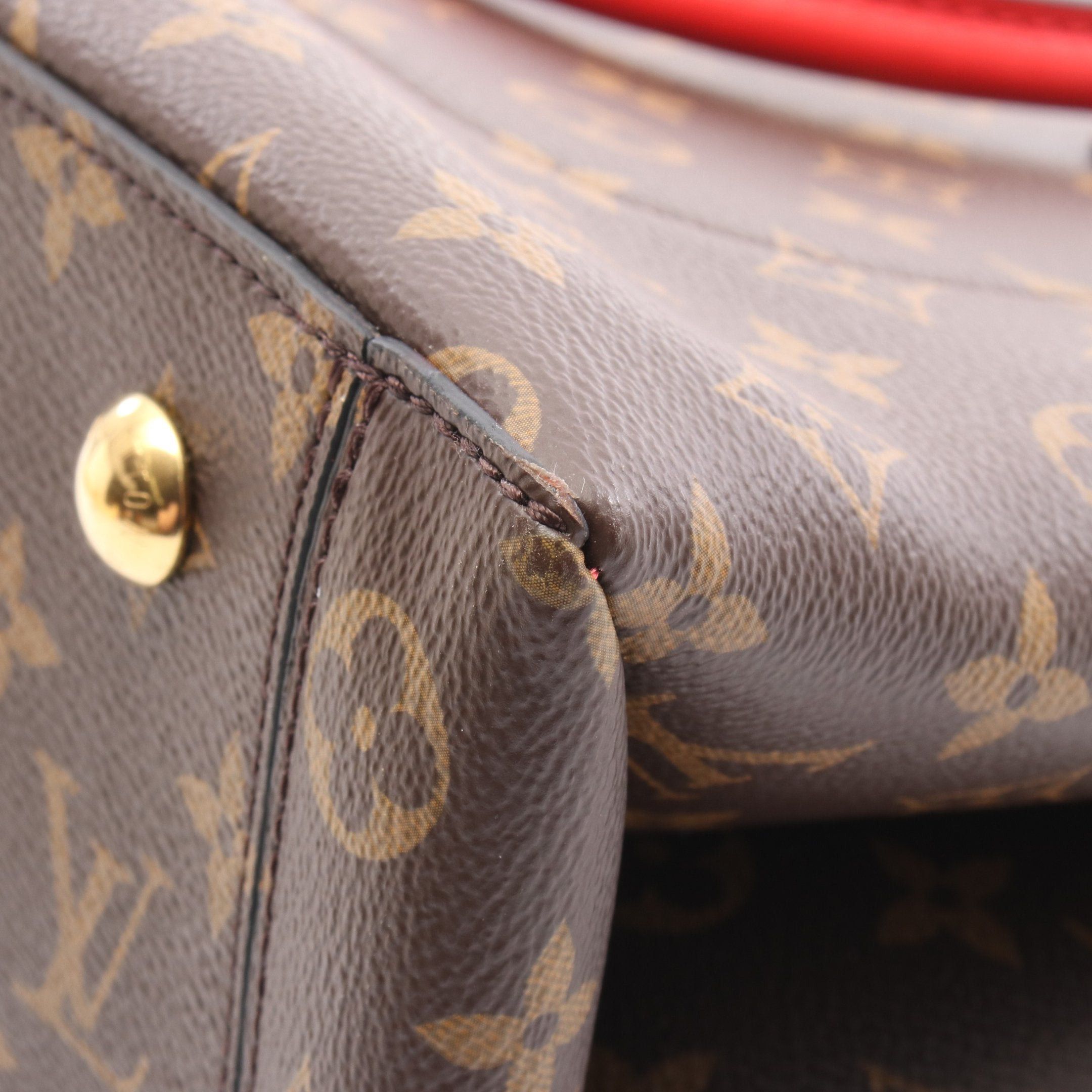 Louis Vuitton Louis Vuitton Flower Tote Monogram Coquelicot Handbag Bag Leather Brown Red Size ONE SIZE - 6 Thumbnail