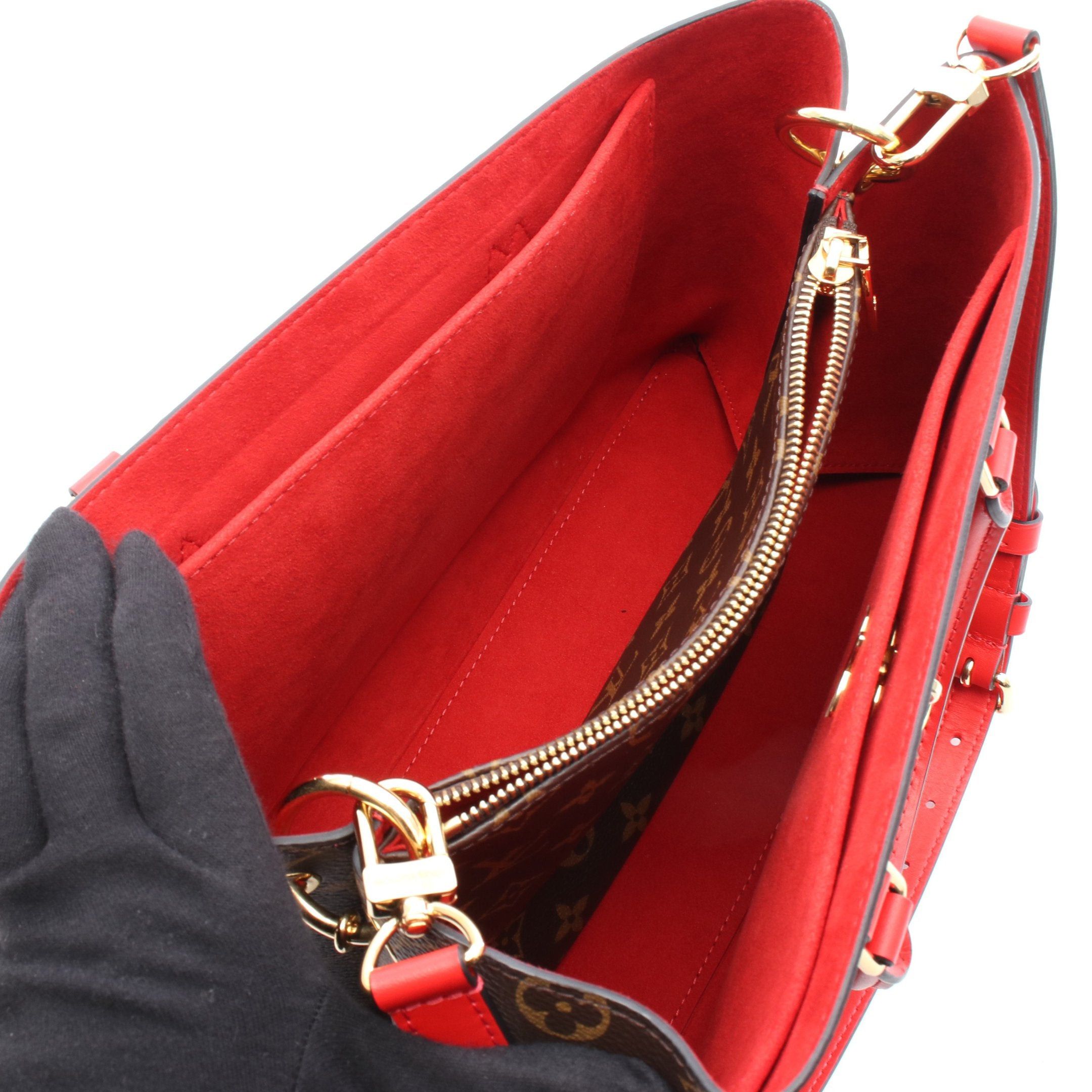 Louis Vuitton Louis Vuitton Flower Tote Monogram Coquelicot Handbag Bag Leather Brown Red Size ONE SIZE - 3 Thumbnail
