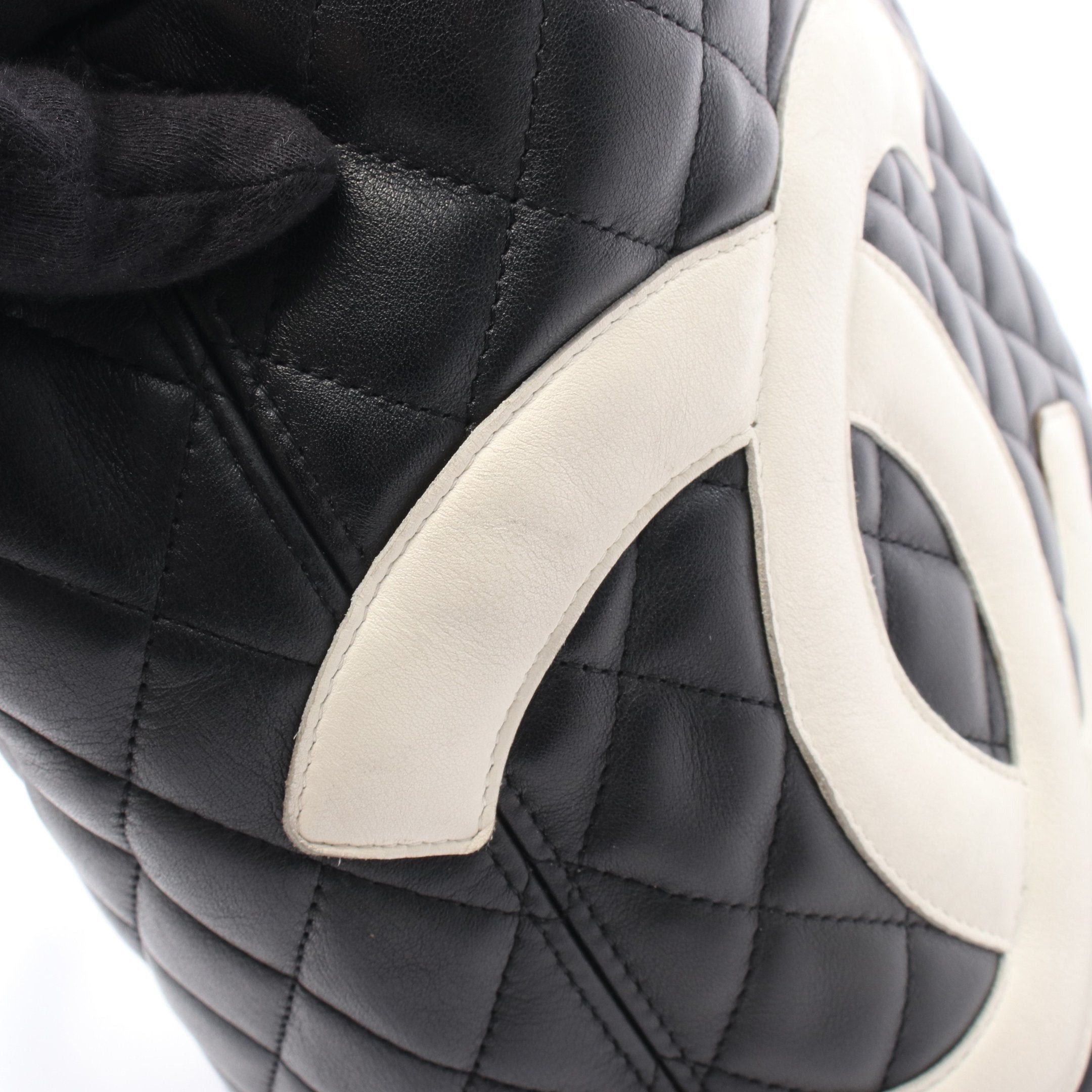 Chanel Chanel Cambon Line Large Shoulder Bag Tote Lambskin Black White Silver Hardware Size ONE SIZE - 8 Thumbnail