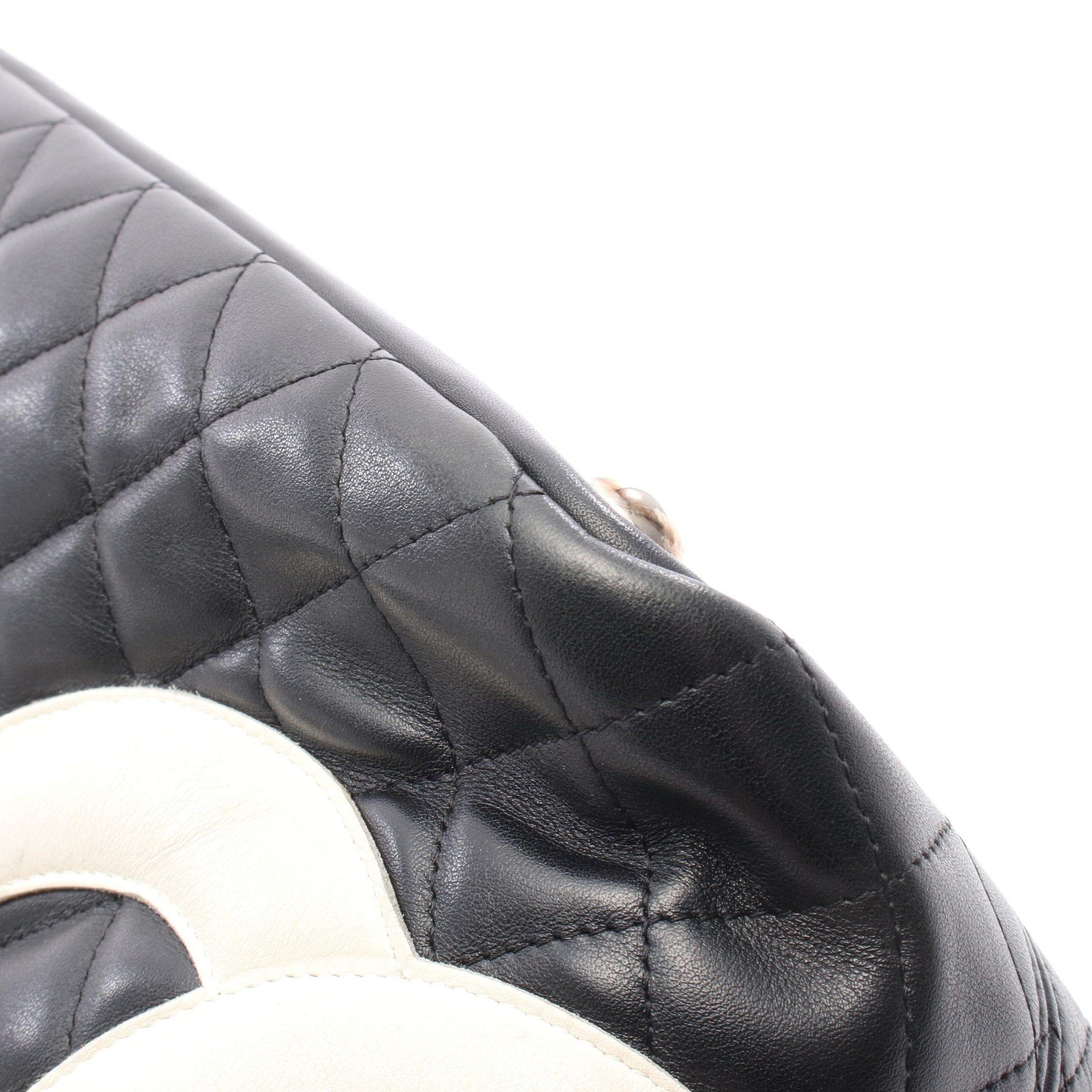 Chanel Chanel Cambon Line Large Shoulder Bag Tote Lambskin Black White Silver Hardware Size ONE SIZE - 7 Thumbnail
