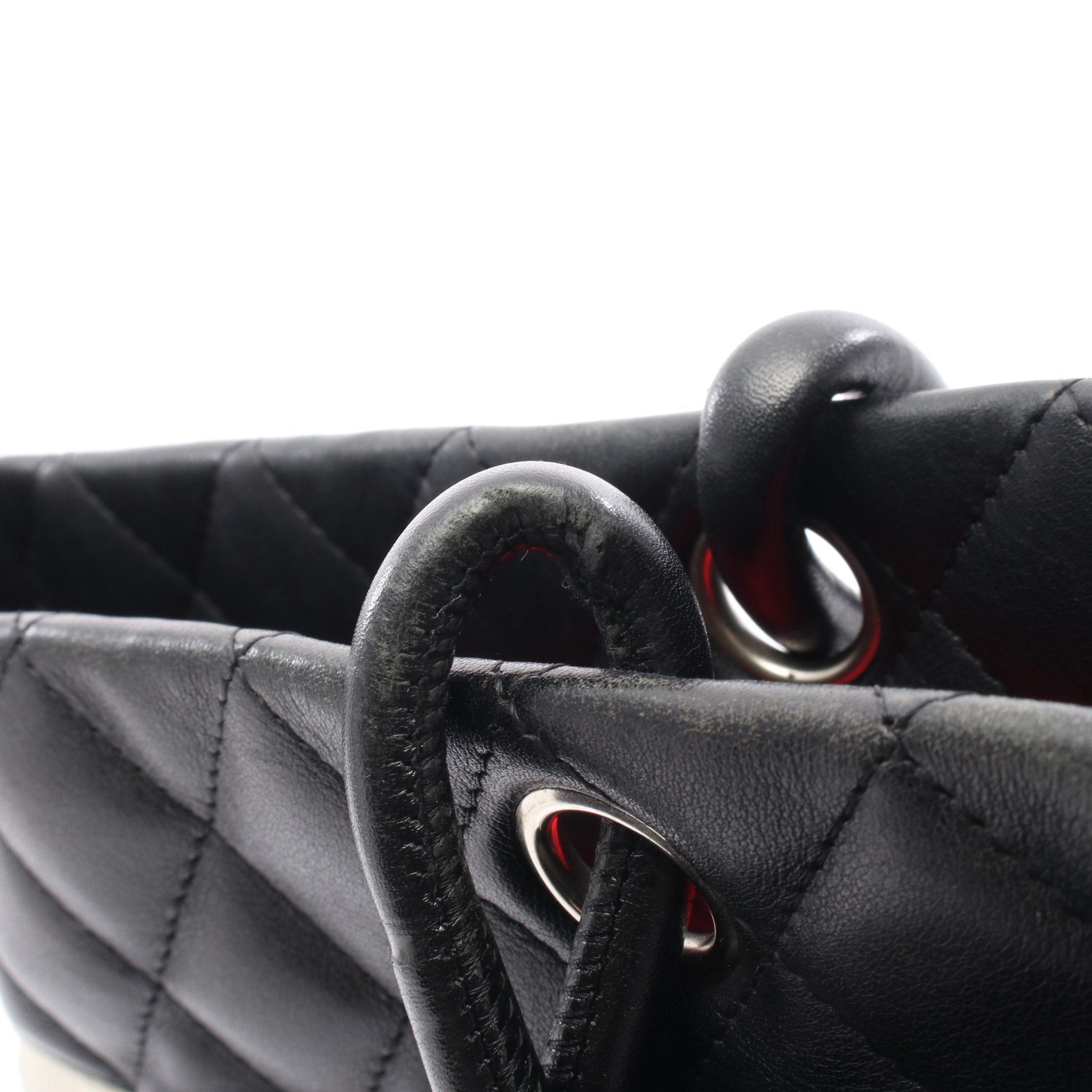 Chanel Chanel Cambon Line Large Shoulder Bag Tote Lambskin Black White Silver Hardware Size ONE SIZE - 9 Thumbnail