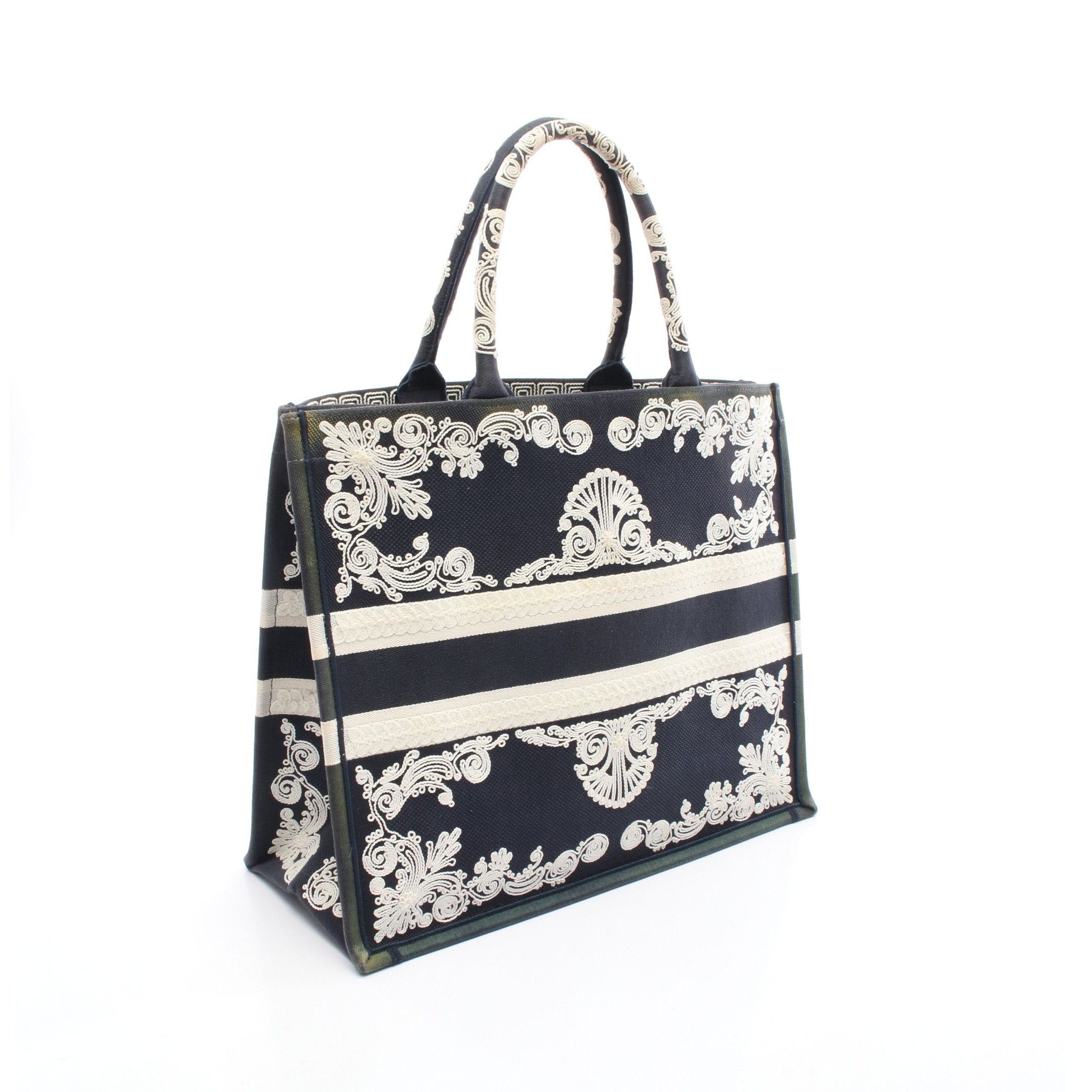 Dior Dior Book Tote Large Handbag Bag Canvas Navy White Size ONE SIZE - 2 Thumbnail