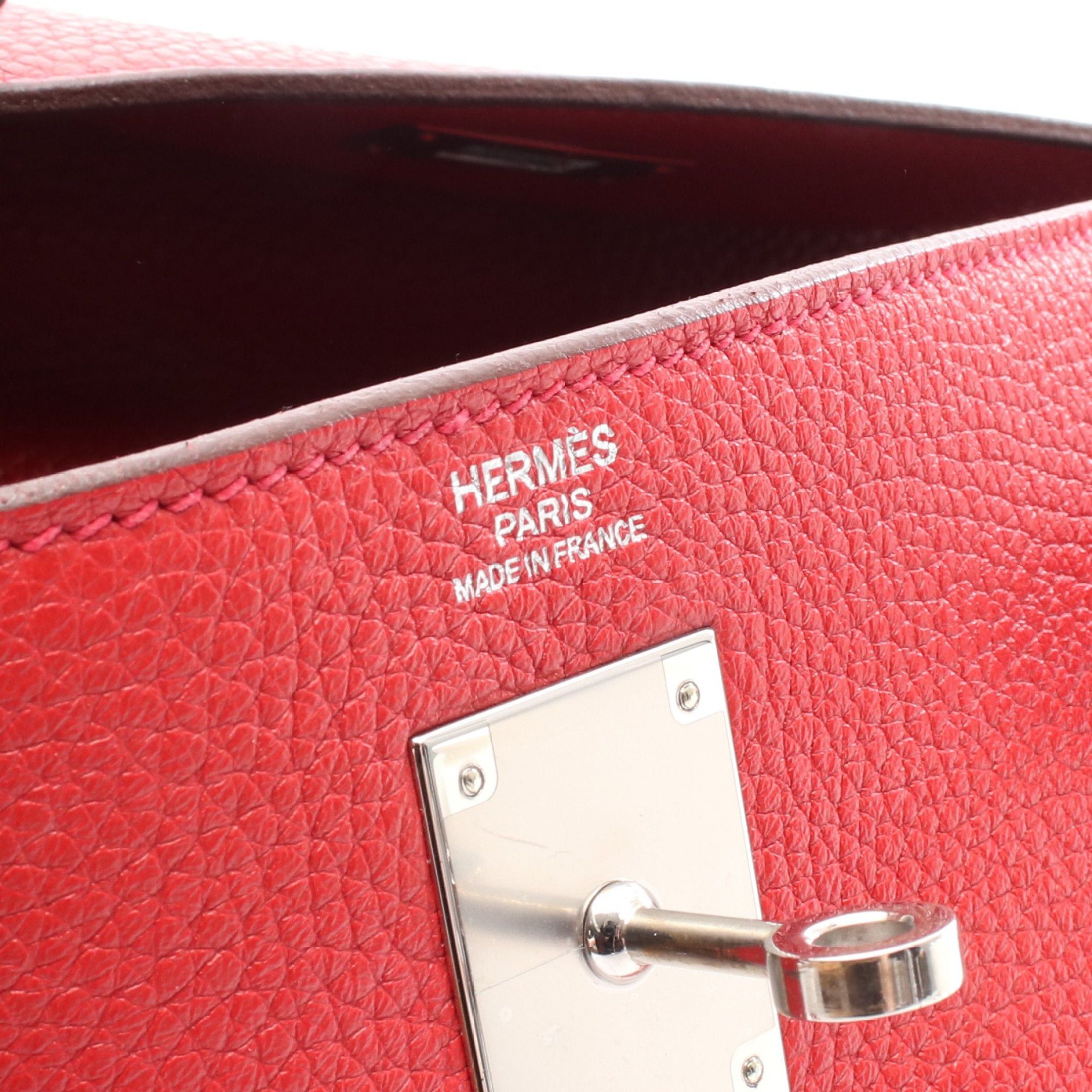 Hermes Hermes Kelly32 Vermilion Handbag Clemence Leather Red Silver Hardware Inner Stitch T Stamp Size ONE SIZE - 4 Thumbnail