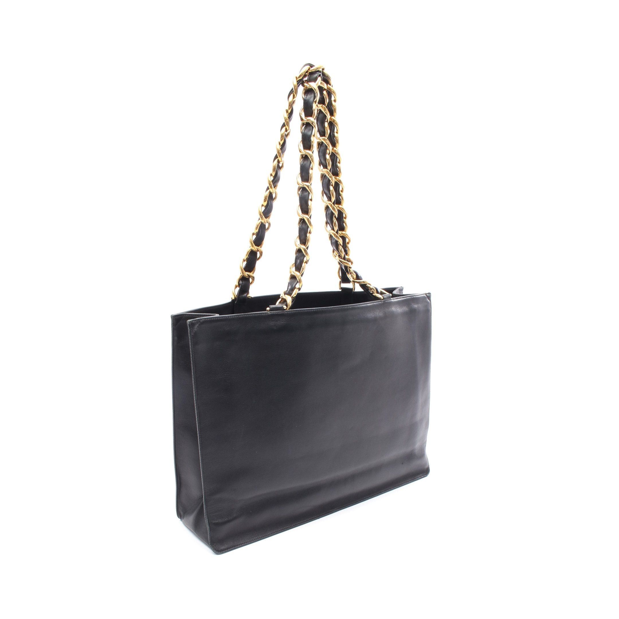 Chanel Chanel Chain Shoulder Bag Tote Lambskin Black Gold Hardware Size ONE SIZE - 2 Thumbnail
