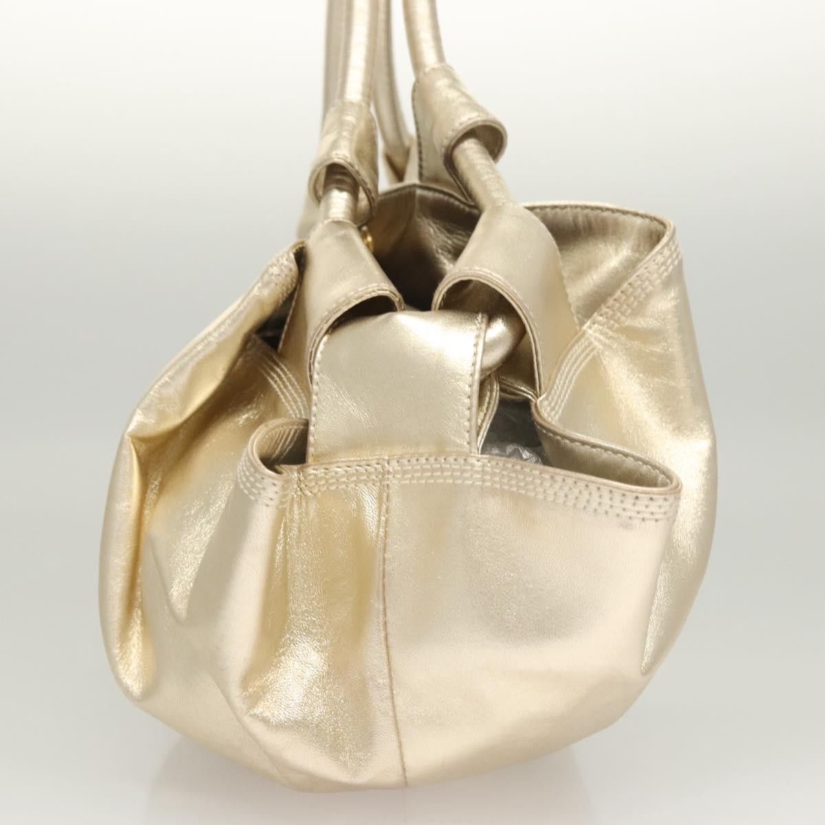 LOEWE Nappa Aire Anagram Hand Bag Leather Gold Auth 121975