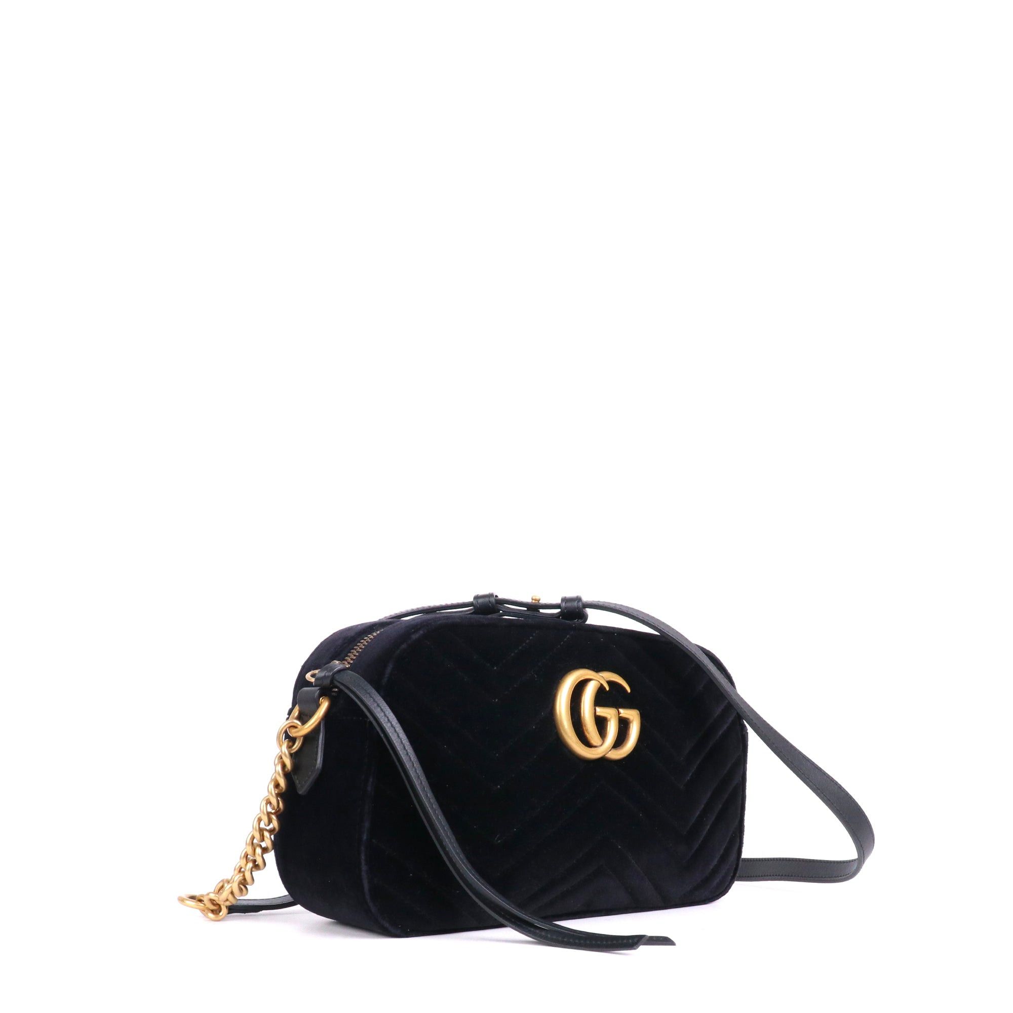 Gucci GUCCI - Gucci Marmont Camera shoulder bag quilted in black velvet Size ONE SIZE - 2 Thumbnail