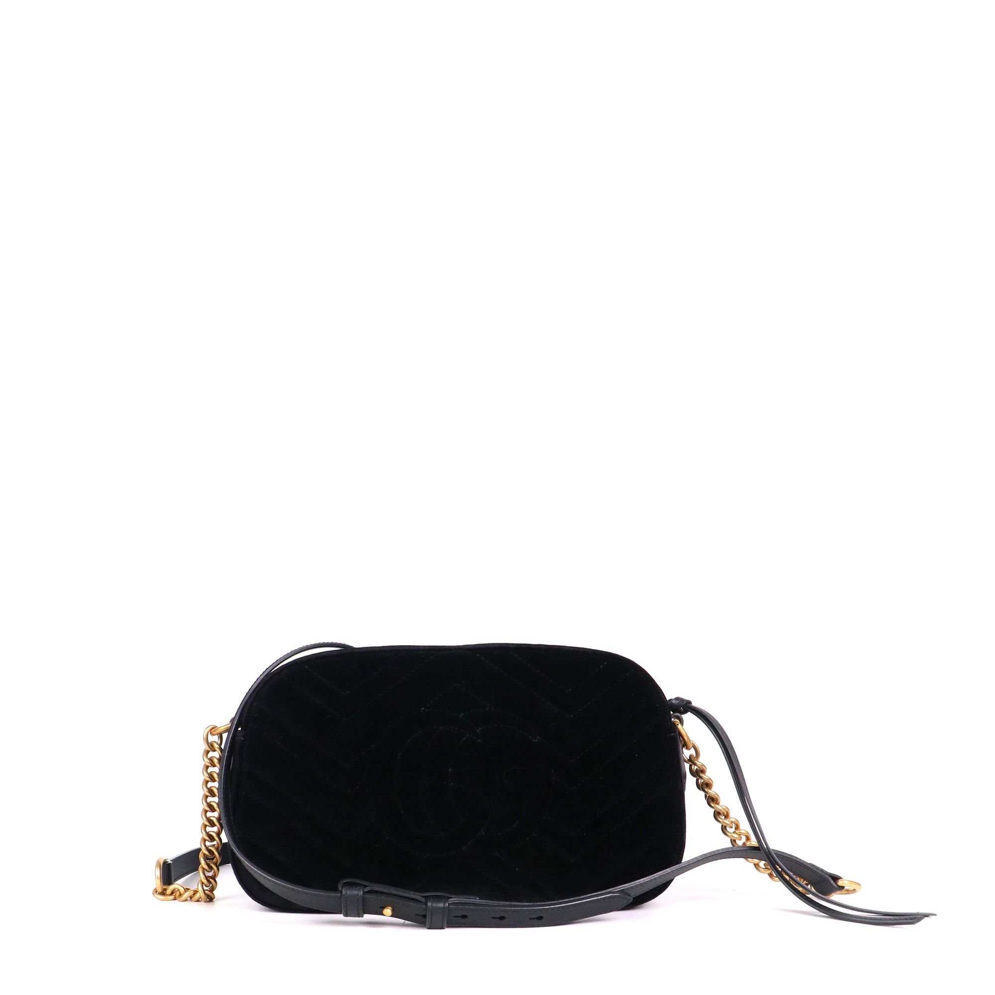 Gucci GUCCI - Gucci Marmont Camera shoulder bag quilted in black velvet Size ONE SIZE - 3 Thumbnail