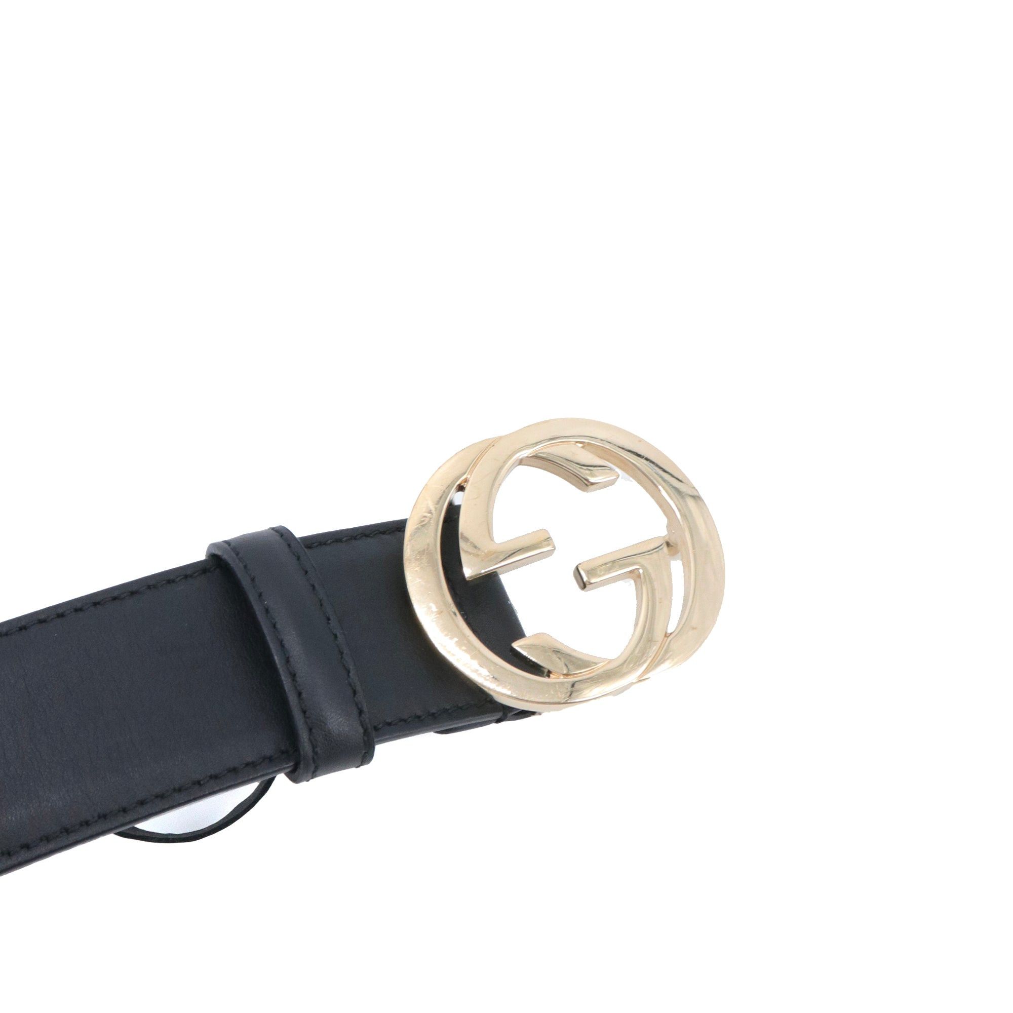 Gucci GUCCI - Gucci GG Buckle Belt in Black Leather (T80) Size ONE SIZE - 3 Thumbnail
