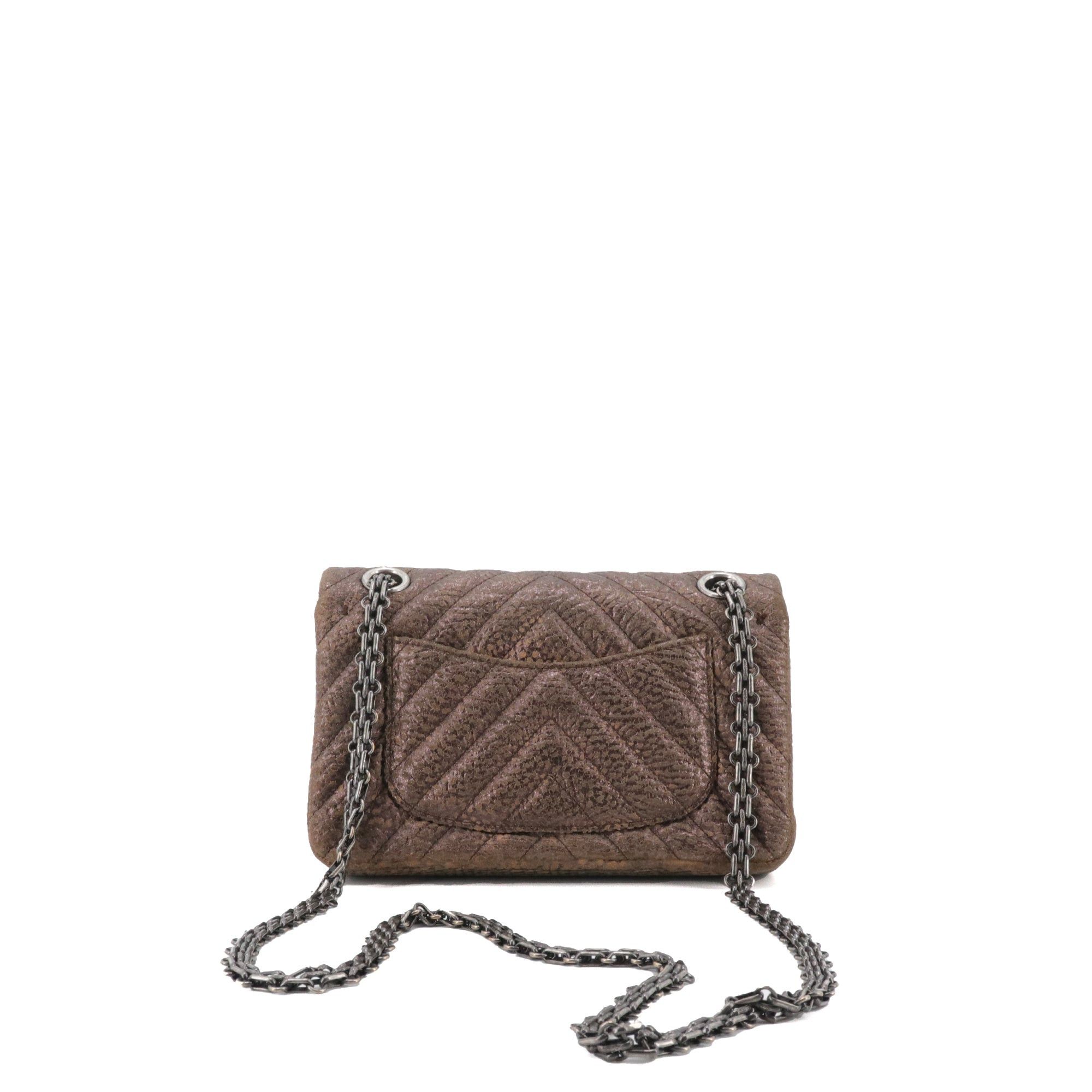 Chanel CHANEL - Chanel 2.55 shoulder bag in brown chevron and nubuck leather Size ONE SIZE - 3 Thumbnail