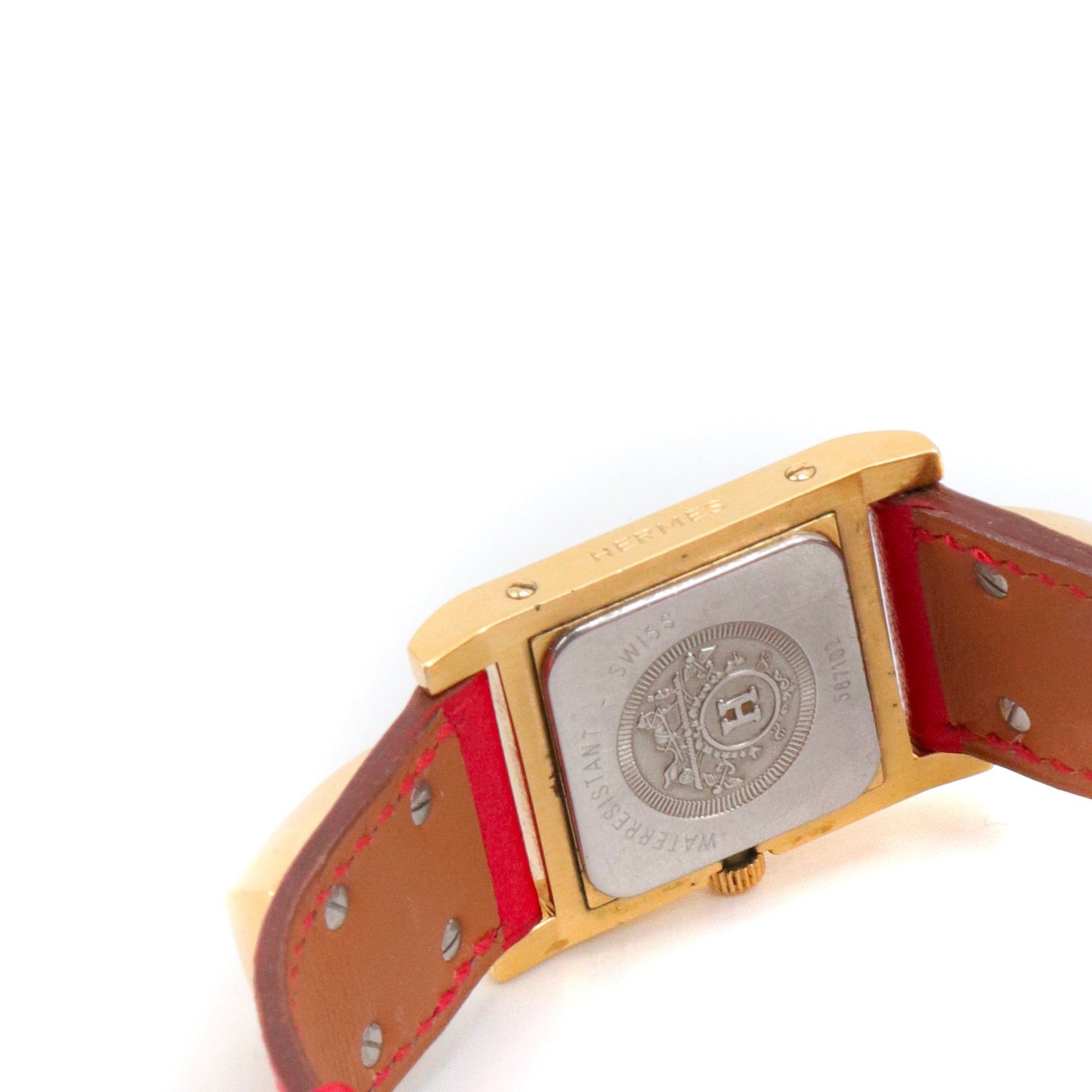 Hermes HERMÈS - Médor PM Hermès watch in red leather Size ONE SIZE - 6 Thumbnail