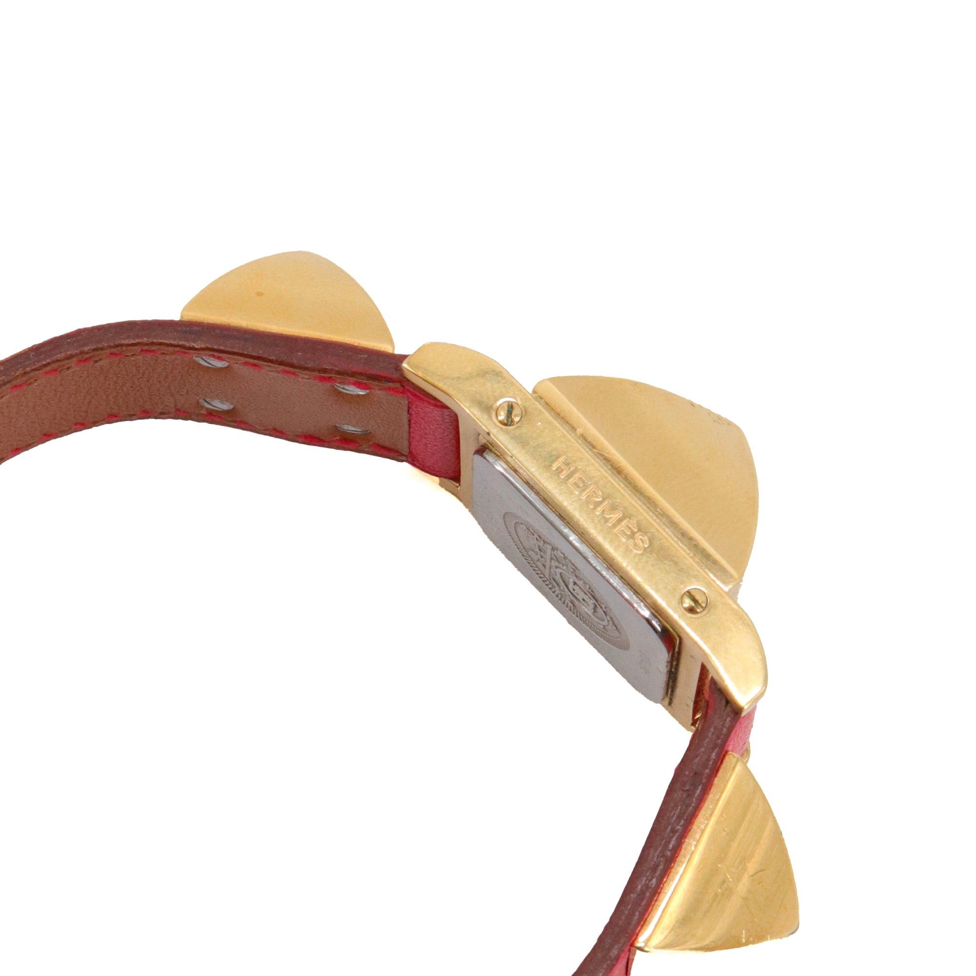 Hermes HERMÈS - Médor PM Hermès watch in red leather Size ONE SIZE - 4 Thumbnail