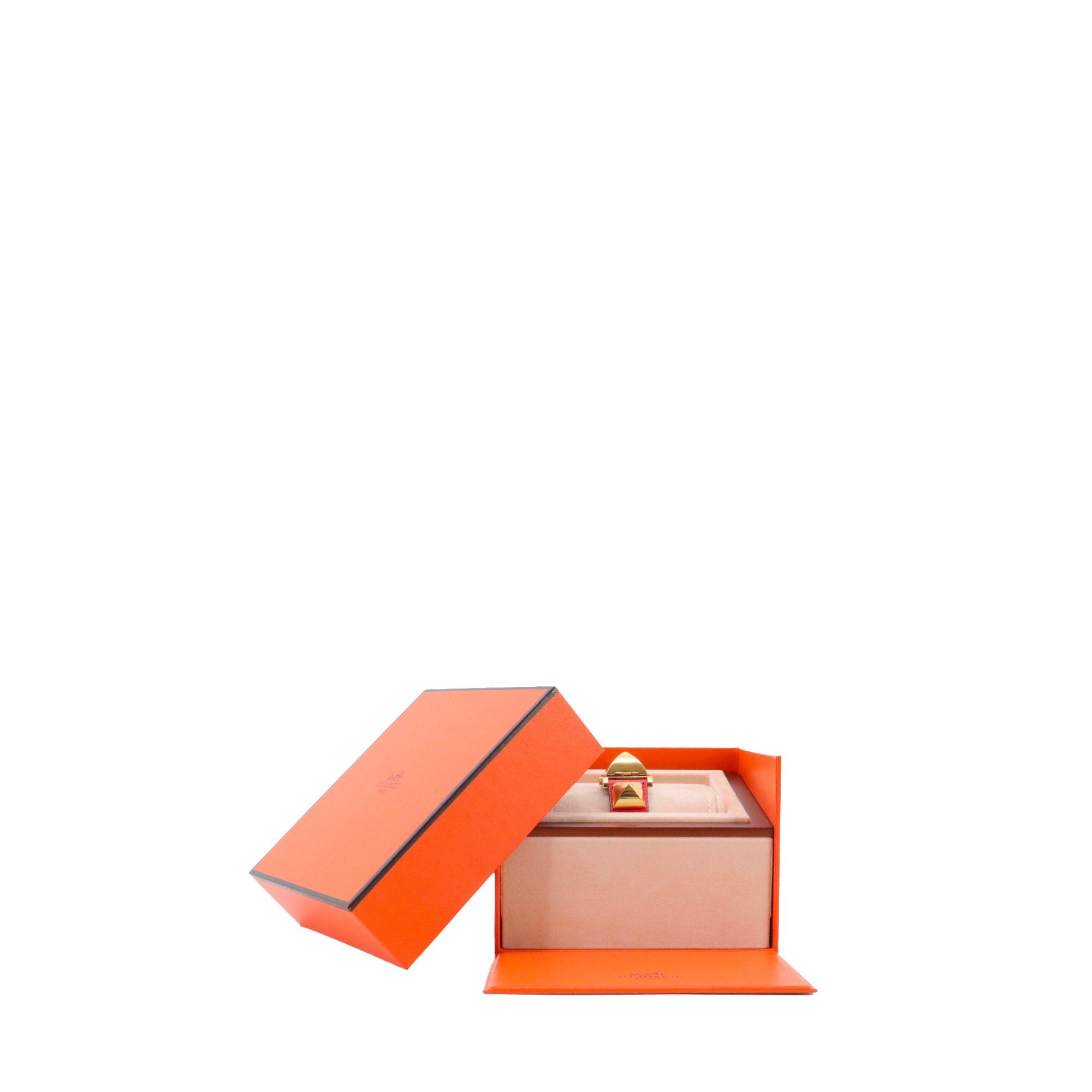 Hermes HERMÈS - Médor PM Hermès watch in red leather Size ONE SIZE - 8 Thumbnail