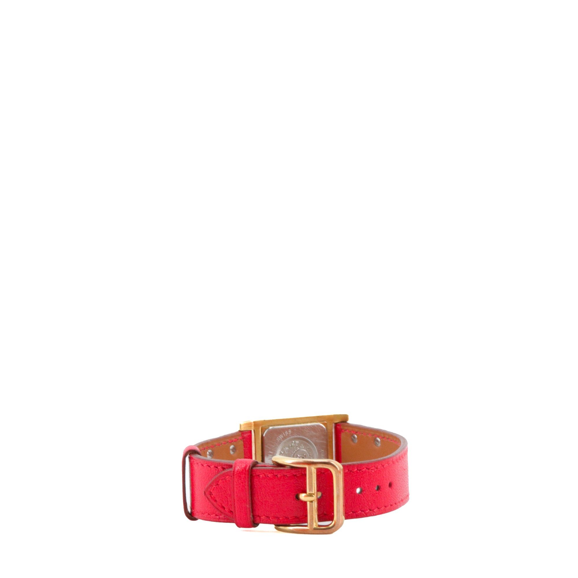 Hermes HERMÈS - Médor PM Hermès watch in red leather Size ONE SIZE - 3 Thumbnail