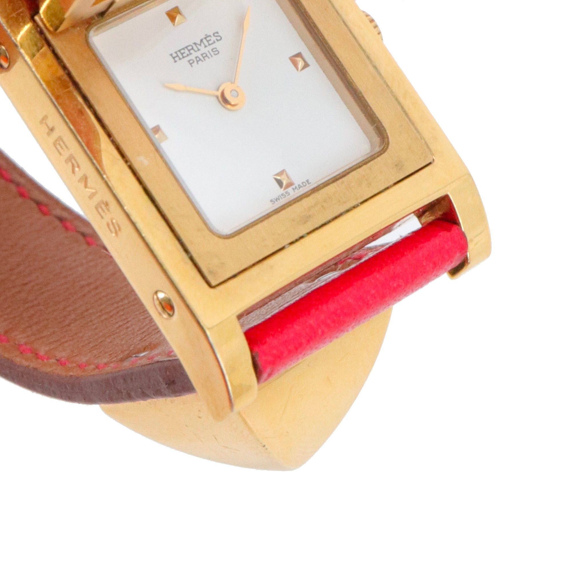 Hermes HERMÈS - Médor PM Hermès watch in red leather Size ONE SIZE - 7 Thumbnail
