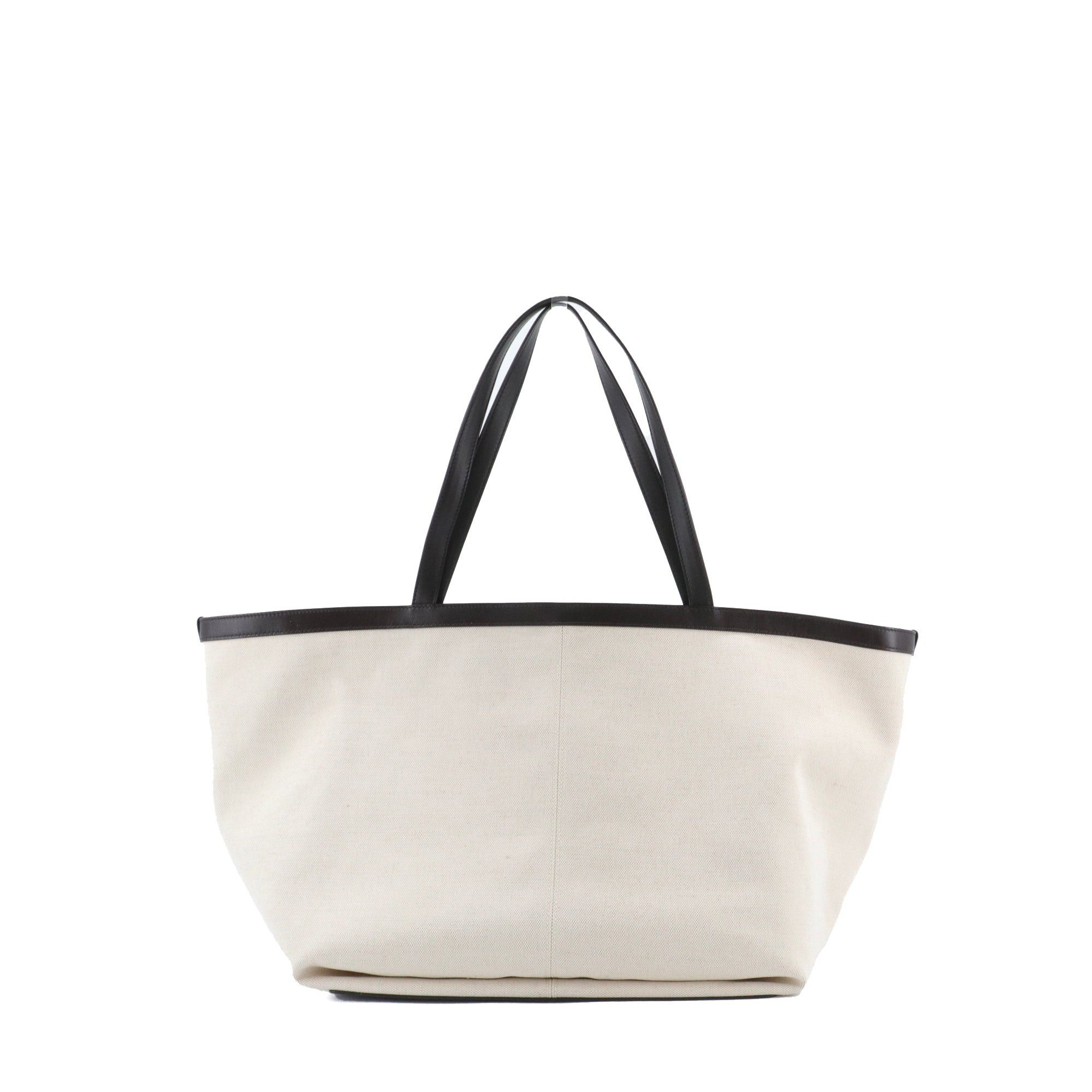 Bottega Veneta BOTTEGA VENETA - Bottega Veneta large Flip Flap shopping bag in cream canvas and brown leather Size ONE SIZE - 3 Thumbnail