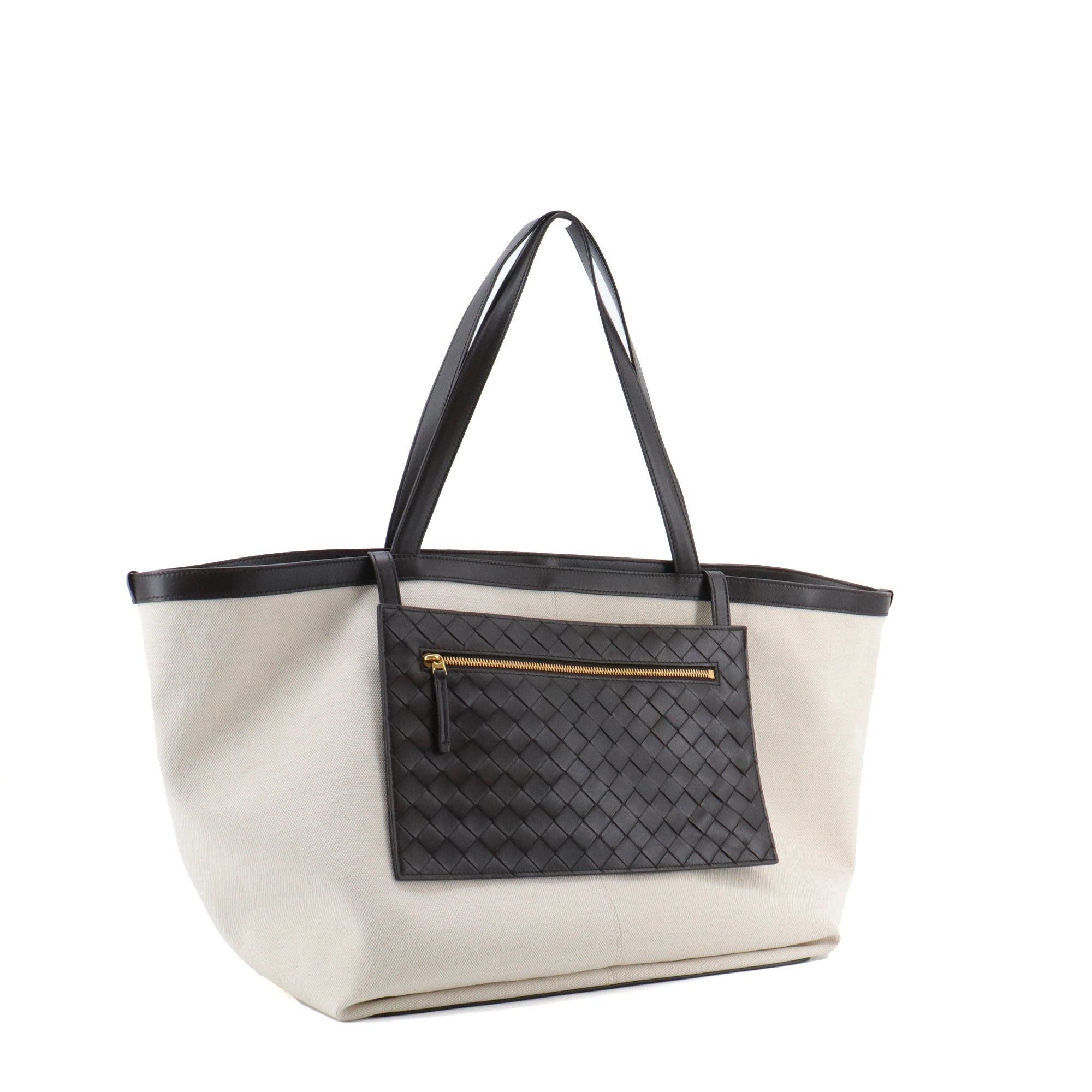 Bottega Veneta BOTTEGA VENETA - Bottega Veneta large Flip Flap shopping bag in cream canvas and brown leather Size ONE SIZE - 2 Thumbnail