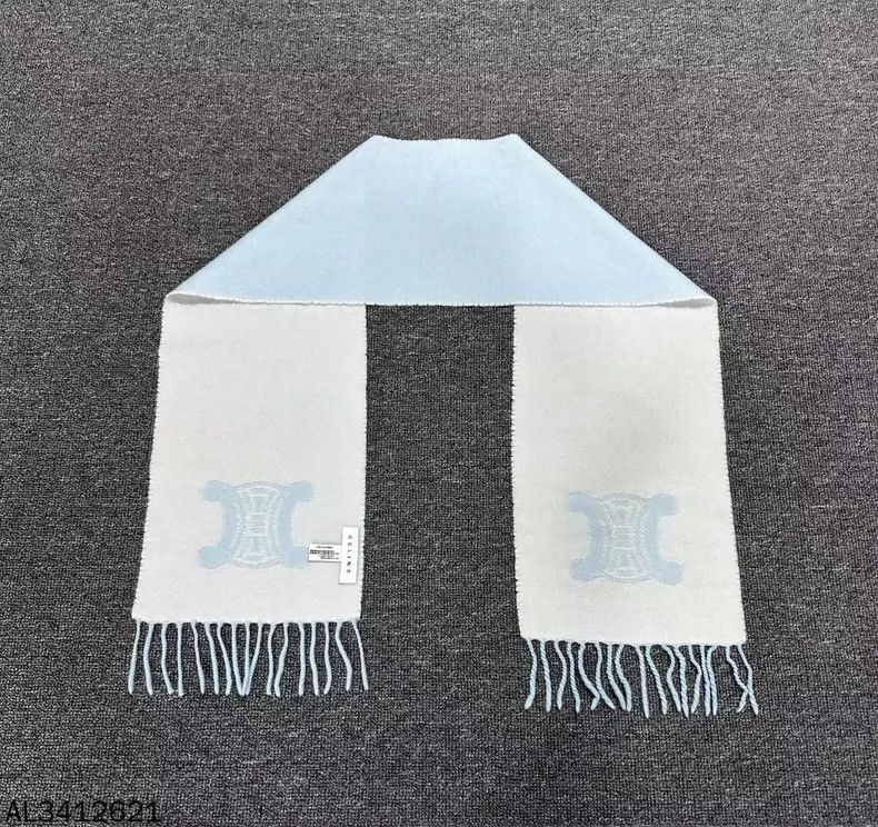 Celine Celine Double-sided Wool Scarf Light Blue Size ONE SIZE - 2 Thumbnail