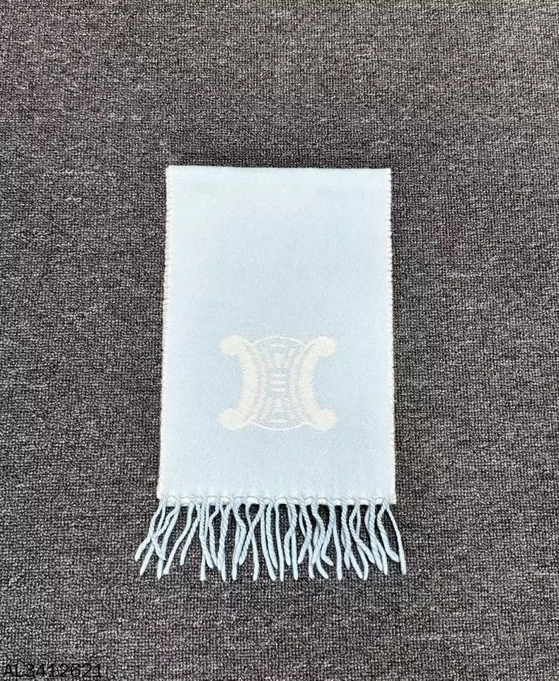Celine Celine Double-sided Wool Scarf Light Blue Size ONE SIZE - 3 Thumbnail