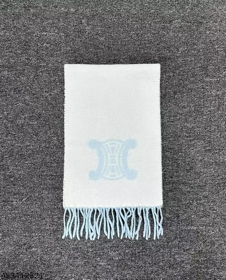 Celine Celine Double-sided Wool Scarf Light Blue Size ONE SIZE - 4 Thumbnail