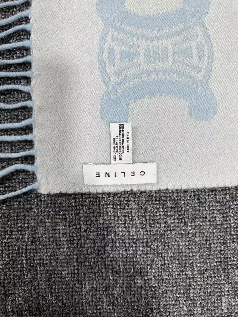 Celine Celine Double-sided Wool Scarf Light Blue Size ONE SIZE - 5 Thumbnail