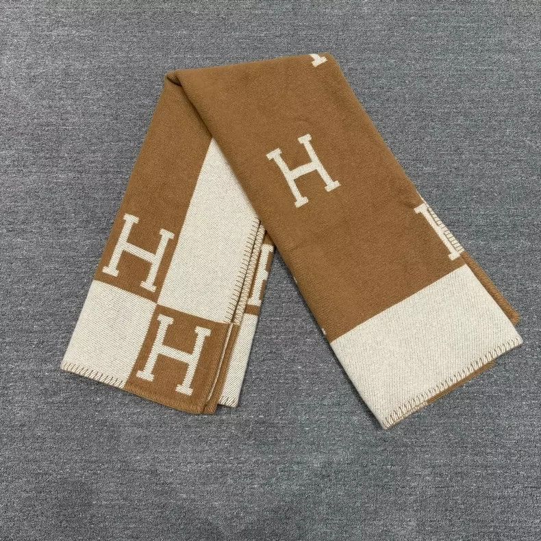 Hermes Hermes Brown Cashmere Wool Scarf Shawl Size ONE SIZE - 4 Thumbnail