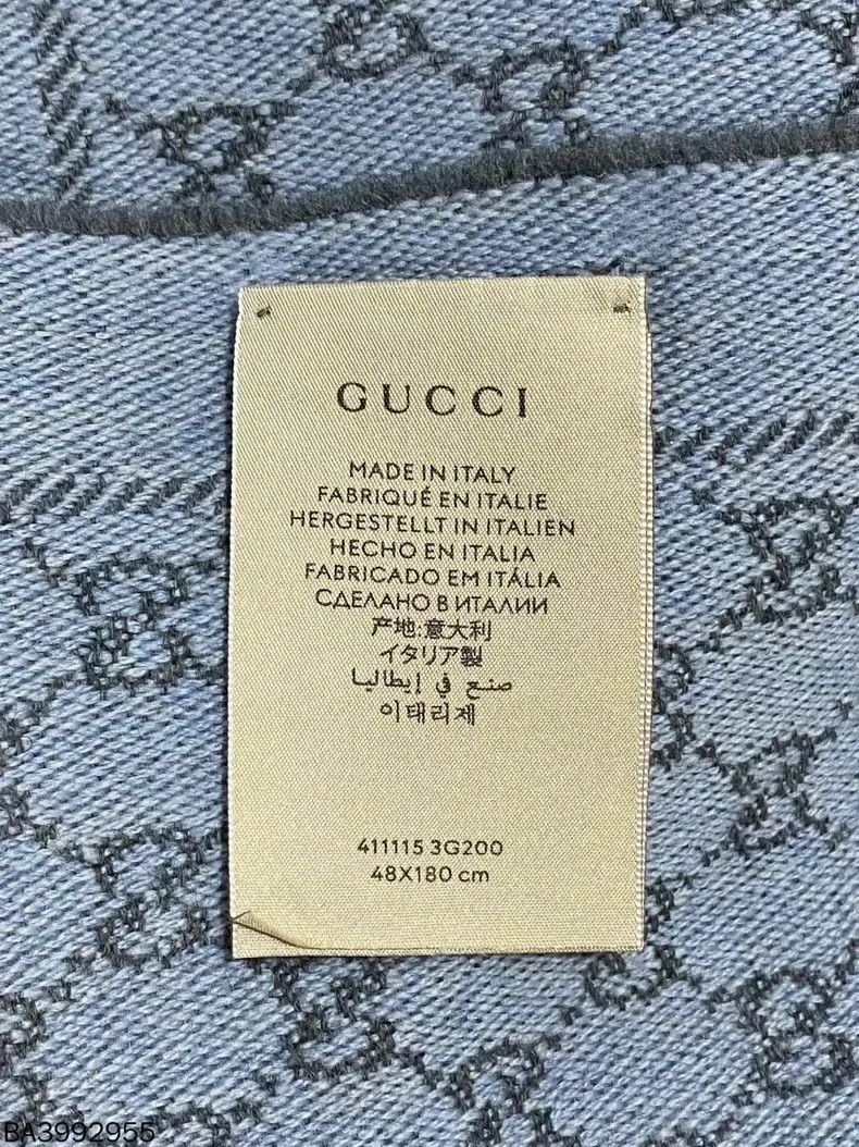 Gucci Gucci Gray Printed Wool Scarf Size ONE SIZE - 5 Thumbnail