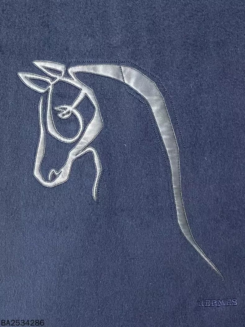 Hermes Hermes Cashmere Scarf with Logo Embroidery Size ONE SIZE - 2 Thumbnail