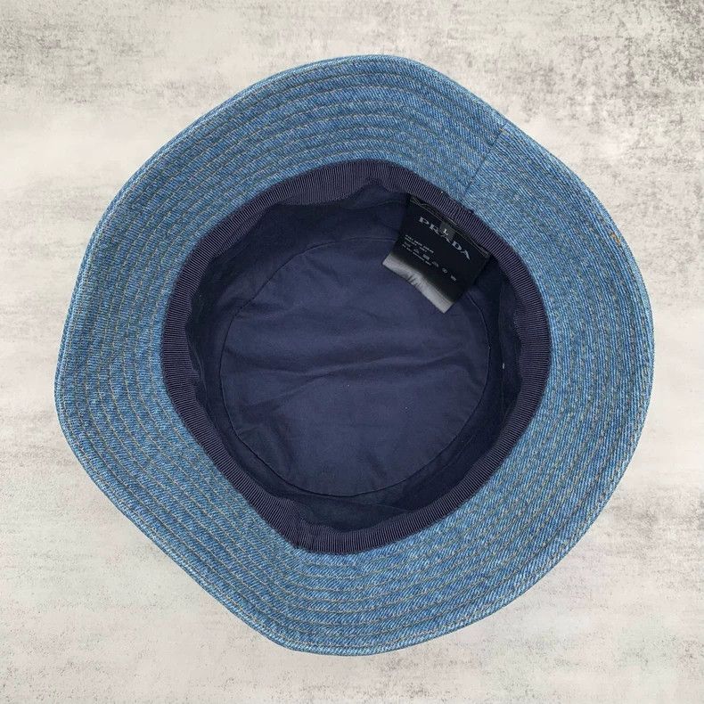 Prada Prada Blue Distressed Denim Fisherman Hat Size ONE SIZE - 9 Thumbnail