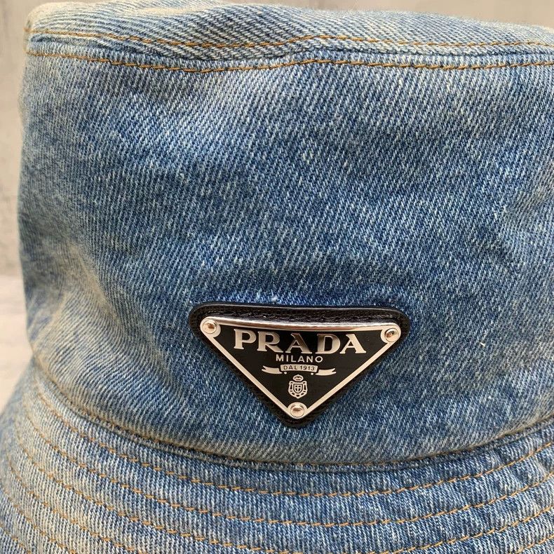 Prada Prada Blue Distressed Denim Fisherman Hat Size ONE SIZE - 8 Thumbnail