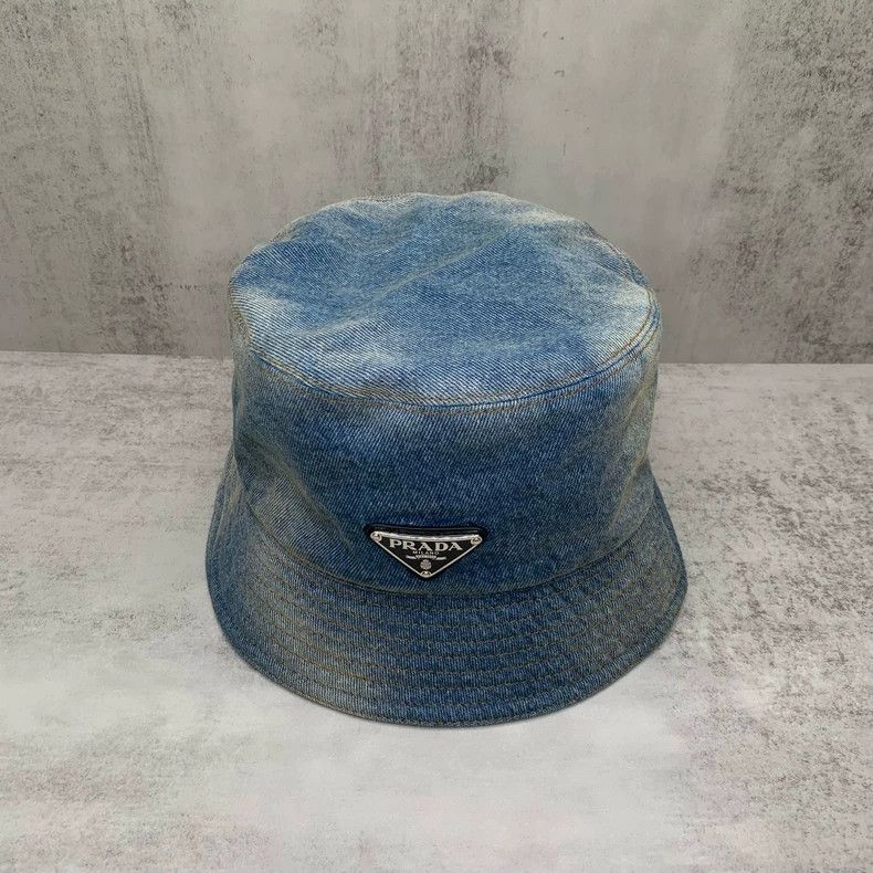 Prada Prada Blue Distressed Denim Fisherman Hat Size ONE SIZE - 4 Thumbnail