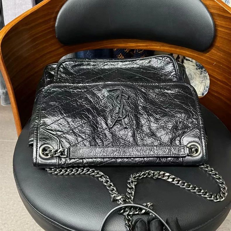 Saint Laurent Paris YSL Saint Laurent Black Leather Shoulder Bag Size ONE SIZE - 2 Thumbnail