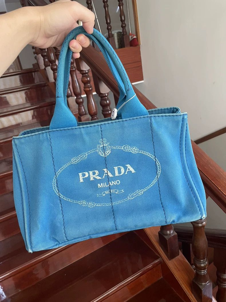 Prada Prada Light Blue Denim Beach Bag Size ONE SIZE - 5 Thumbnail