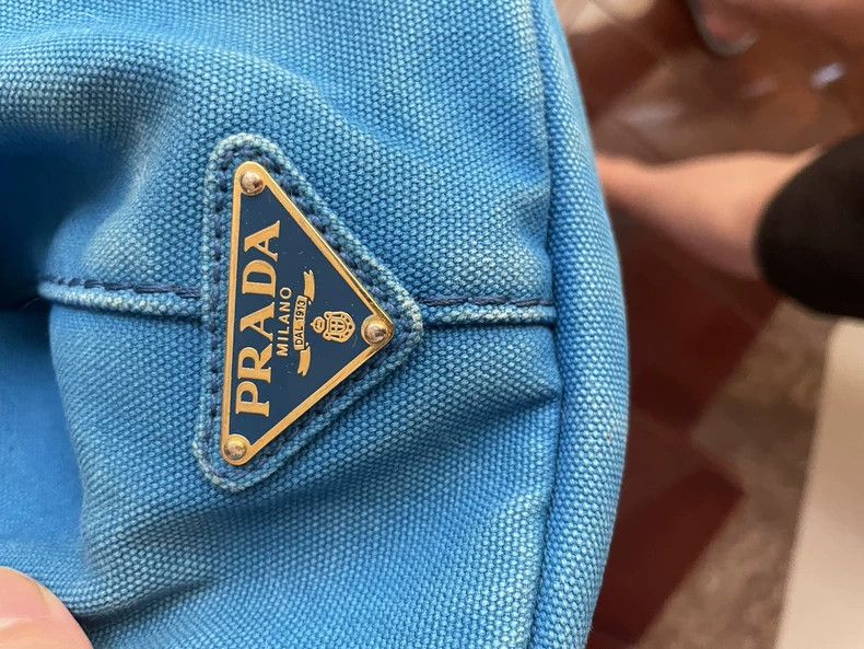 Prada Prada Light Blue Denim Beach Bag Size ONE SIZE - 3 Thumbnail