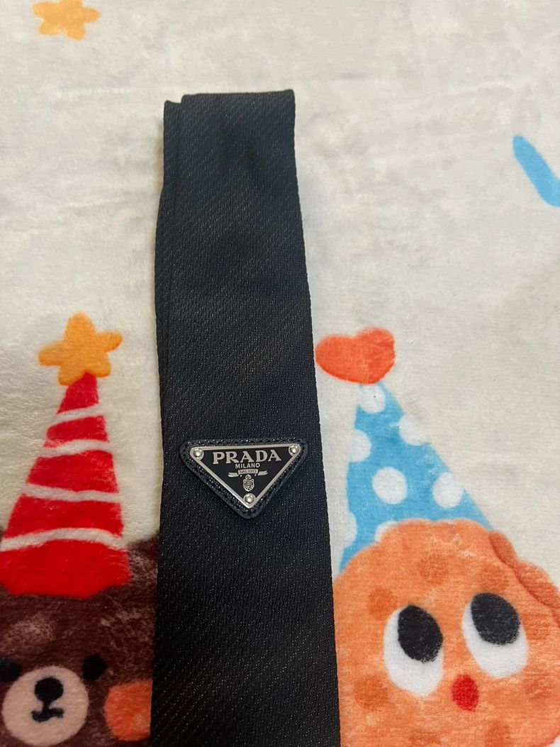Prada Prada Black Linen Tie with Tag Size ONE SIZE - 4 Thumbnail