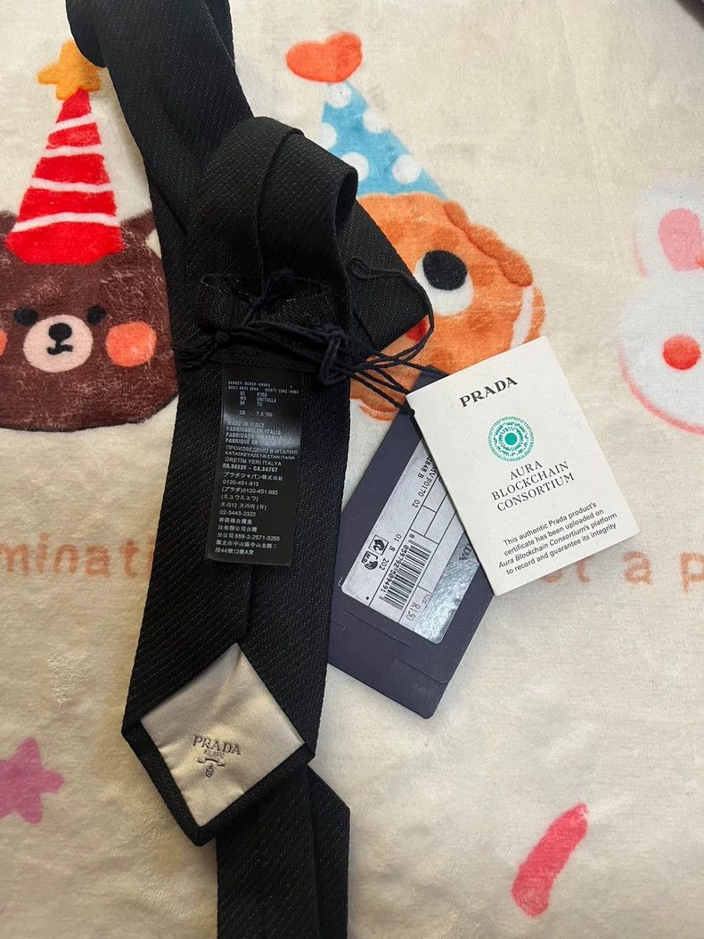 Prada Prada Black Linen Tie with Tag Size ONE SIZE - 3 Thumbnail
